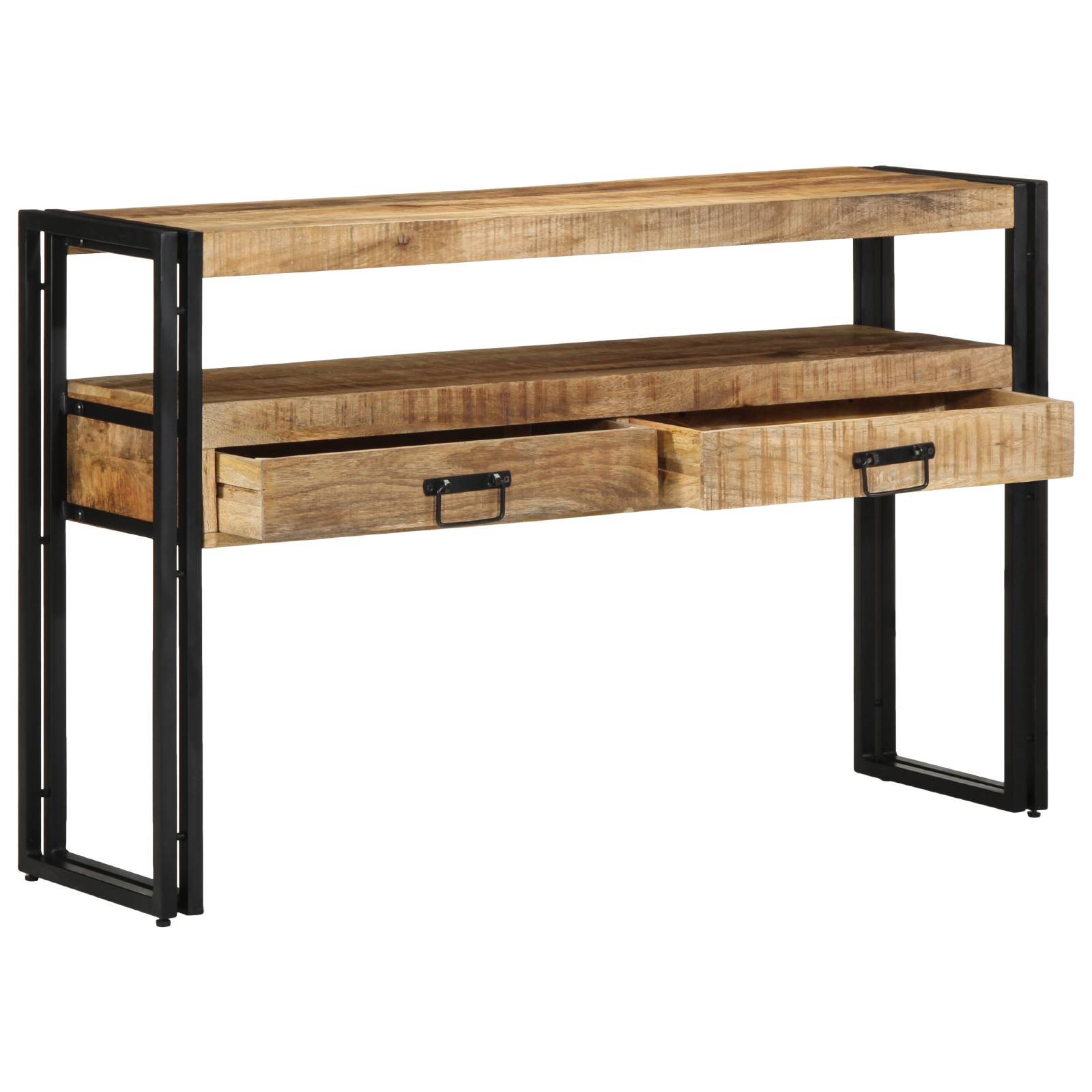vidaXL Beistelltische Schwarz 120x33x75 cm Massivholz Mango & Metall