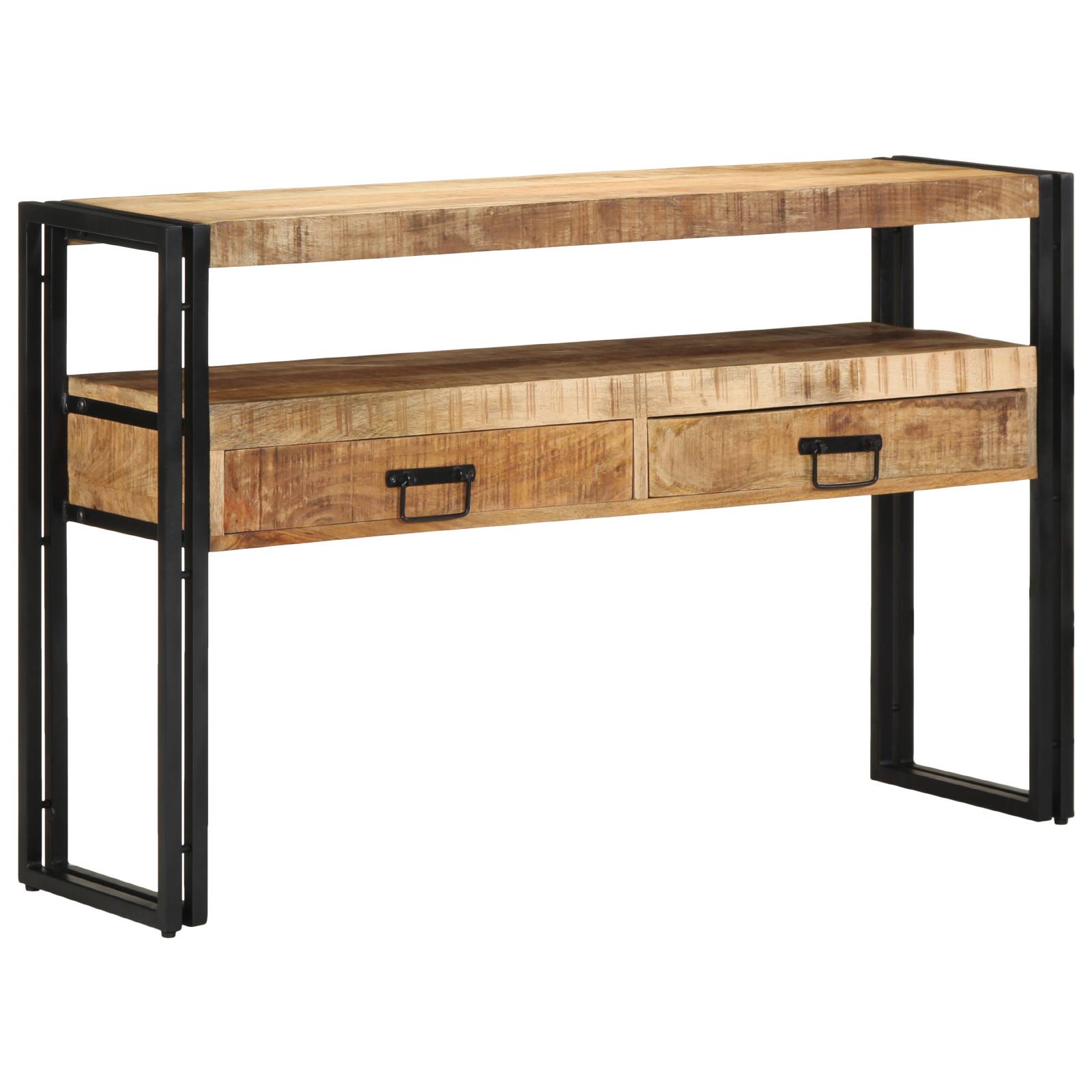 vidaXL Beistelltische Schwarz 120x33x75 cm Massivholz Mango & Metall