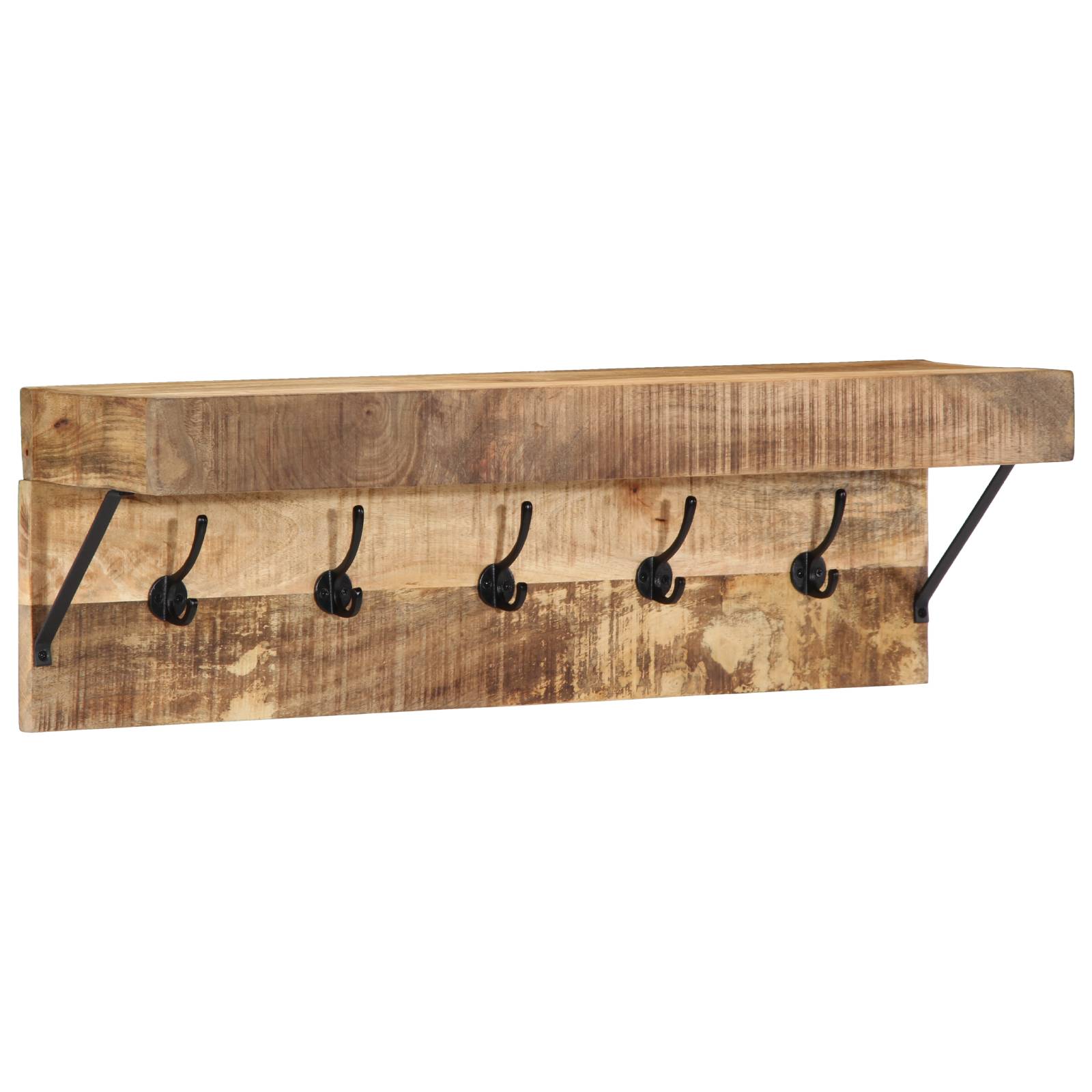 vidaXL Wandgarderobe mit Ablage Massivholz Mango und Metall