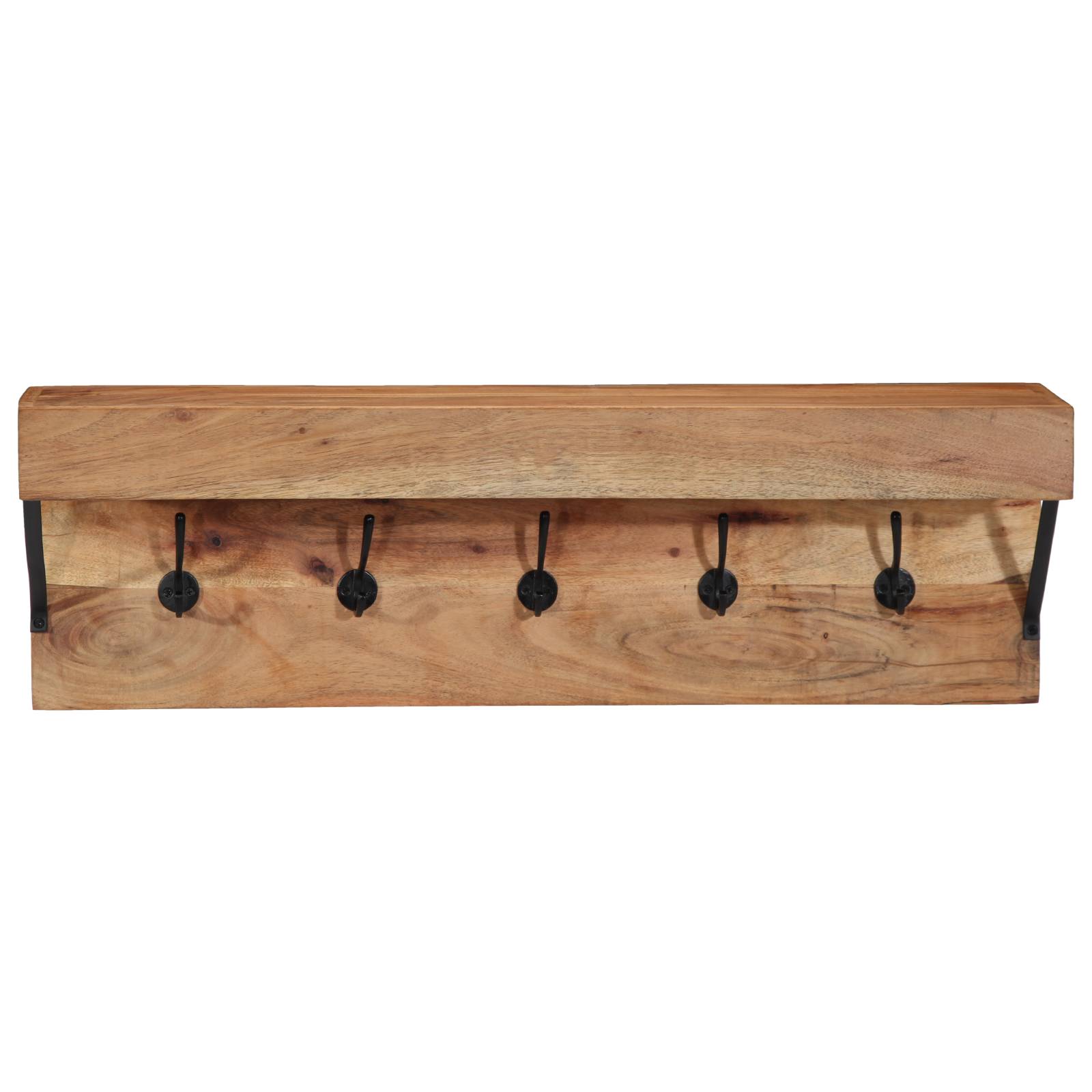vidaXL Wandgarderobe mit Ablage Massivholz Akazie und Metall