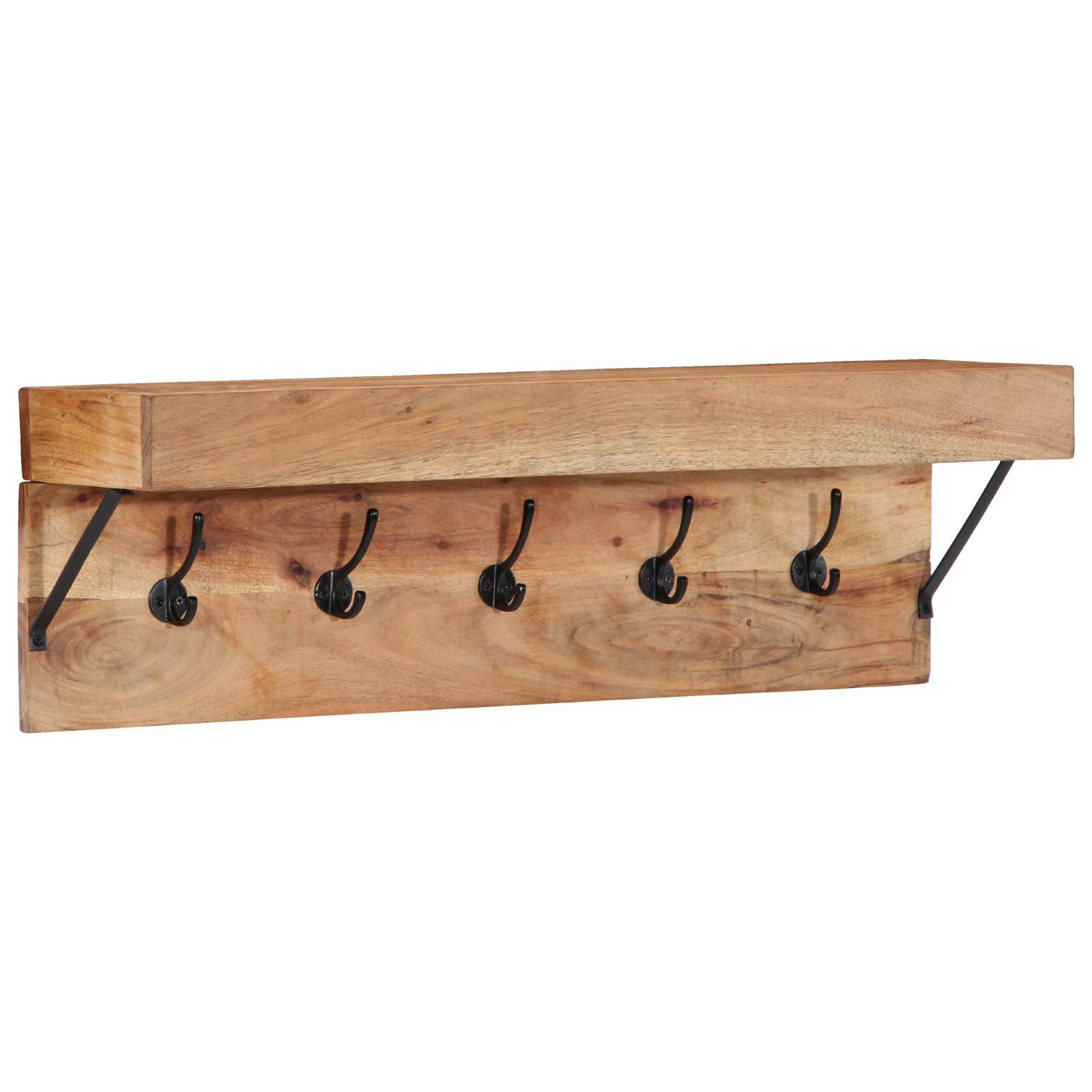 vidaXL Wandgarderobe mit Ablage Massivholz Akazie und Metall