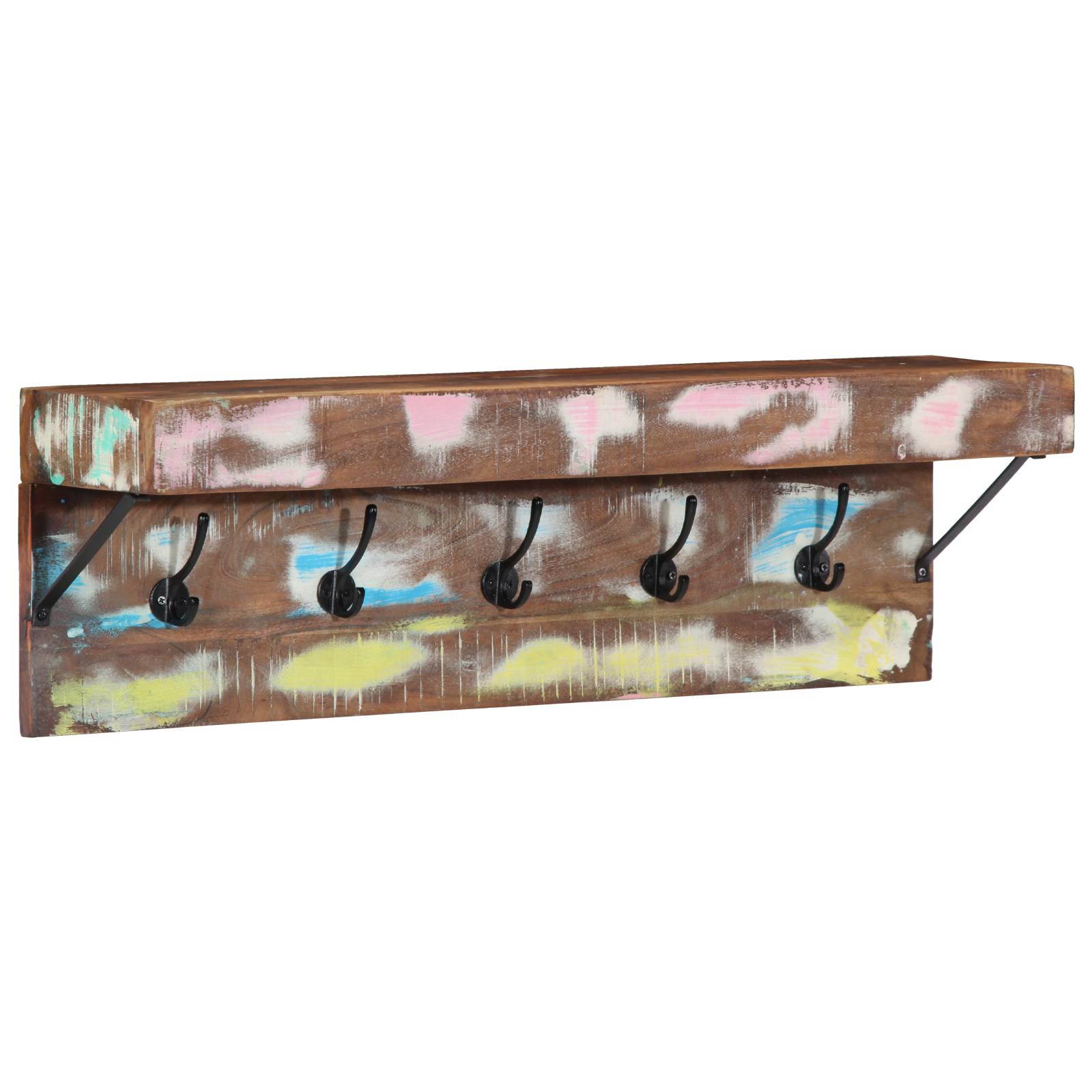 vidaXL Wandgarderobe mit Ablage Altholz Massiv und Metall