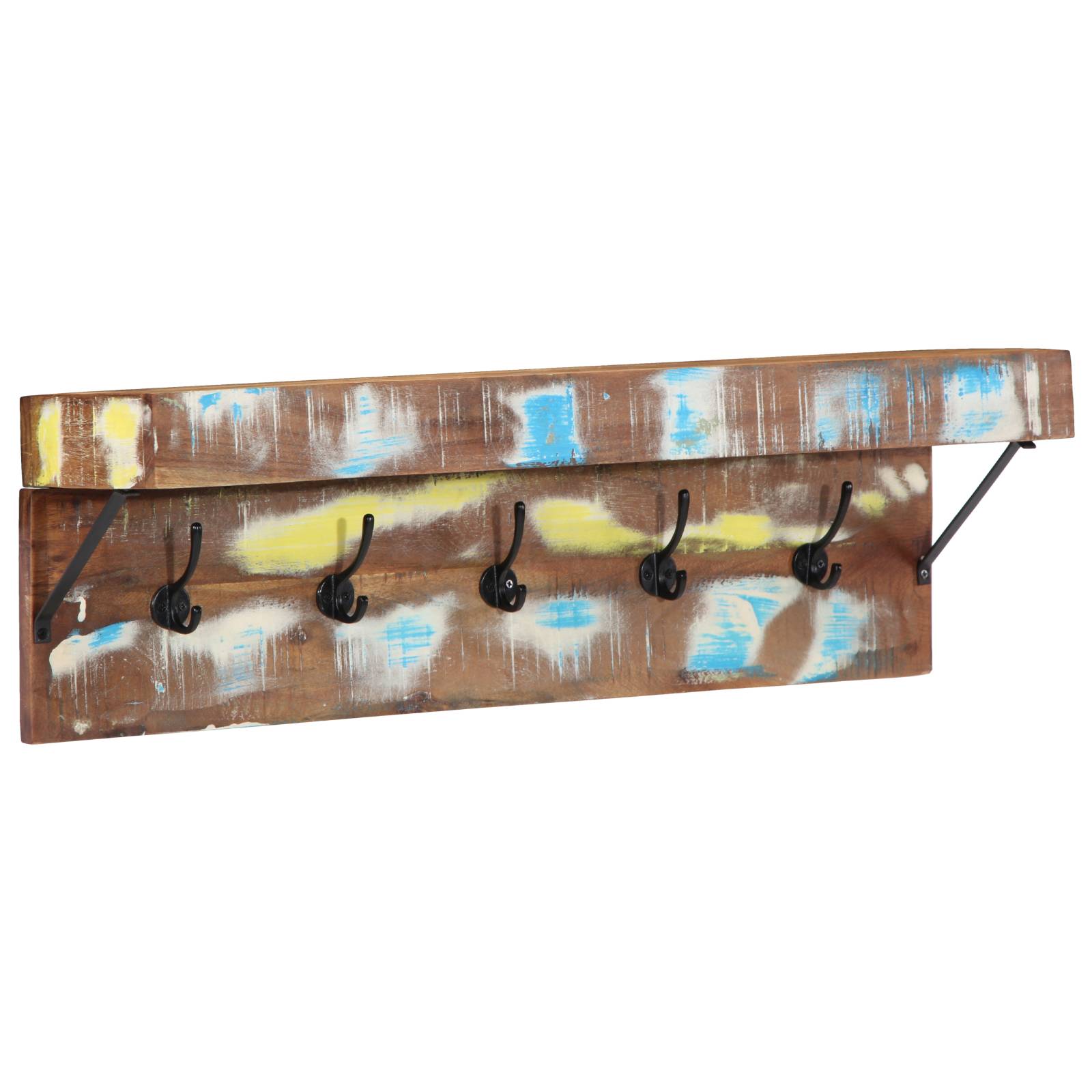 vidaXL Wandgarderobe mit Ablage Altholz Massiv und Metall