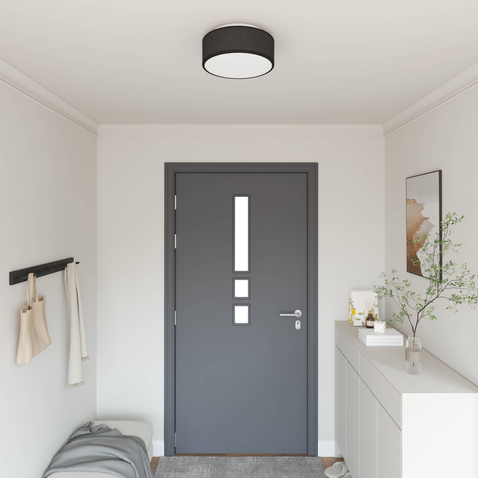 vidaXL Deckenleuchte Schwarz Einbaumontage 30 cm Stoff E27