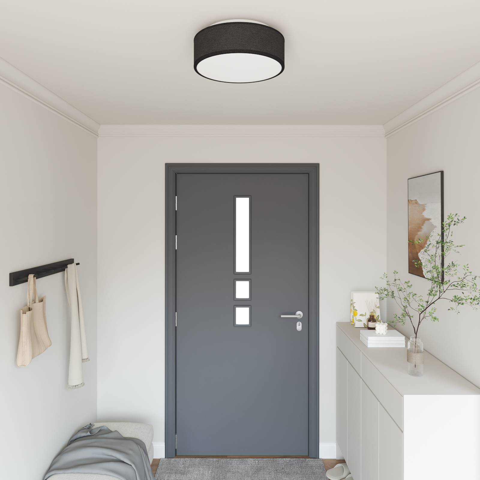 vidaXL Deckenleuchten Einbaumontage Schwarz Ø 38 cm Stoff E27