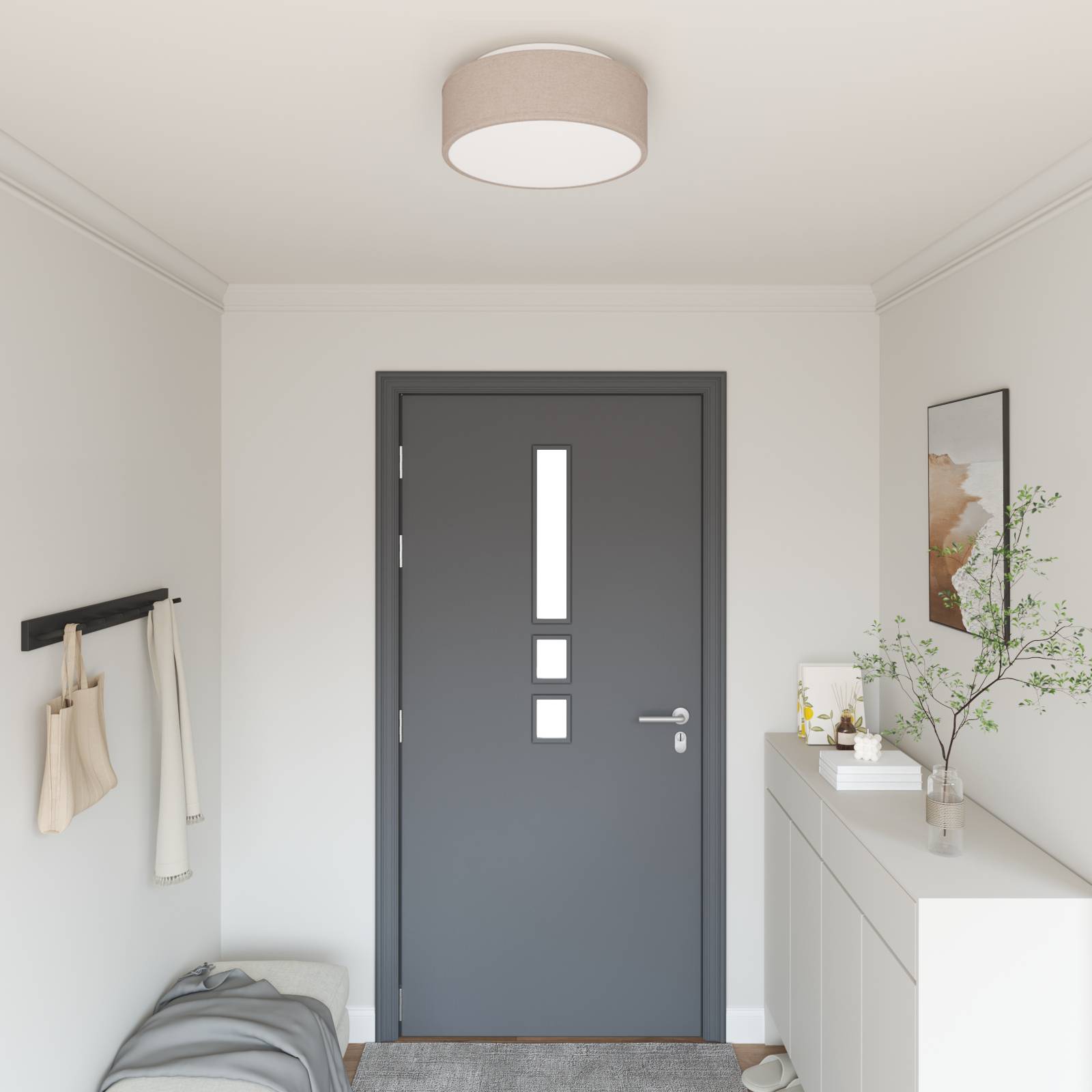 vidaXL Deckenleuchten Einbaumontage Taupe Ø 38 cm Stoff E27