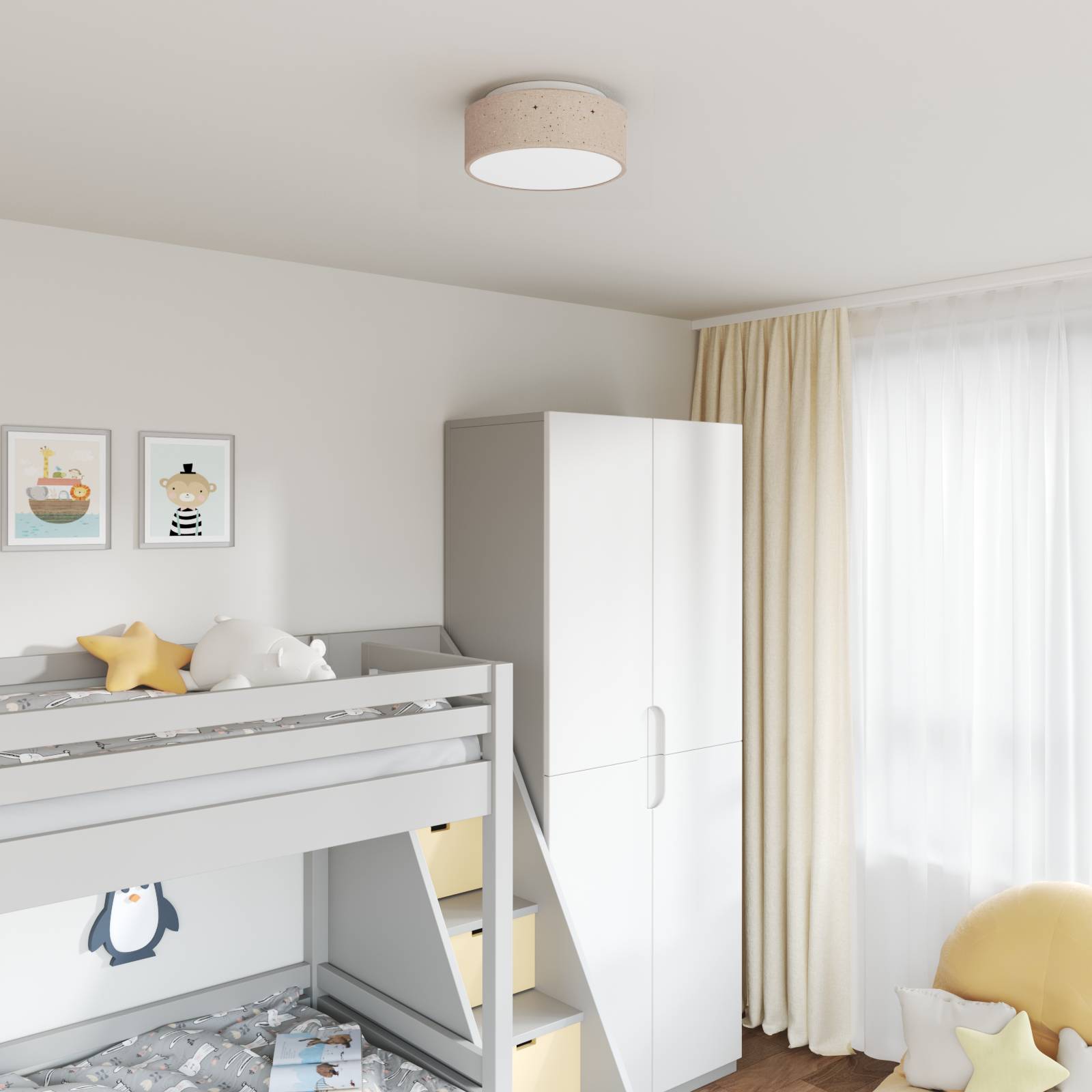 vidaXL Deckenleuchten mit Sternenhimmel Taupe Ø 30 cm Stoff E27