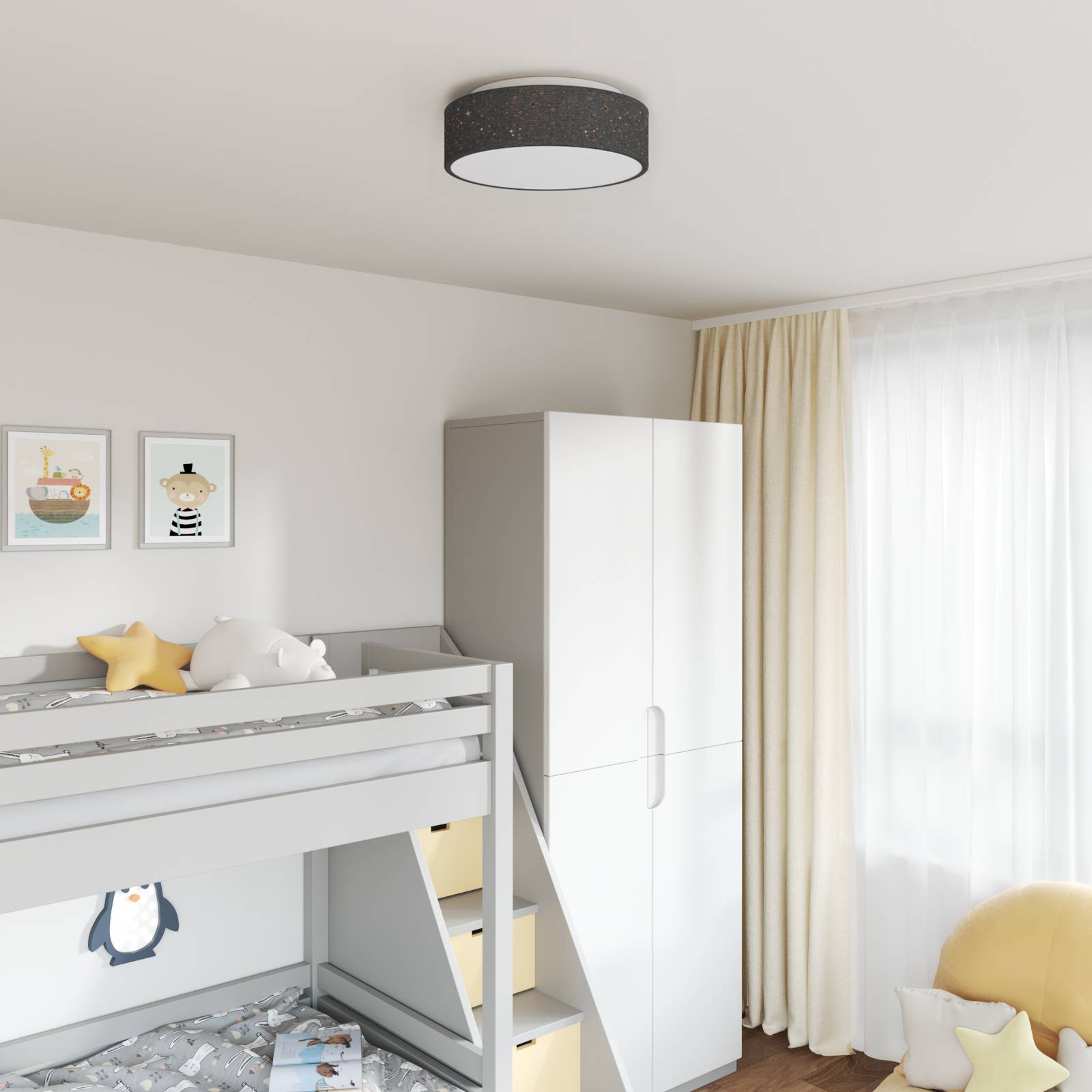 vidaXL Deckenleuchten mit Sternenhimmel Schwarz Ø 38 cm Stoff E27