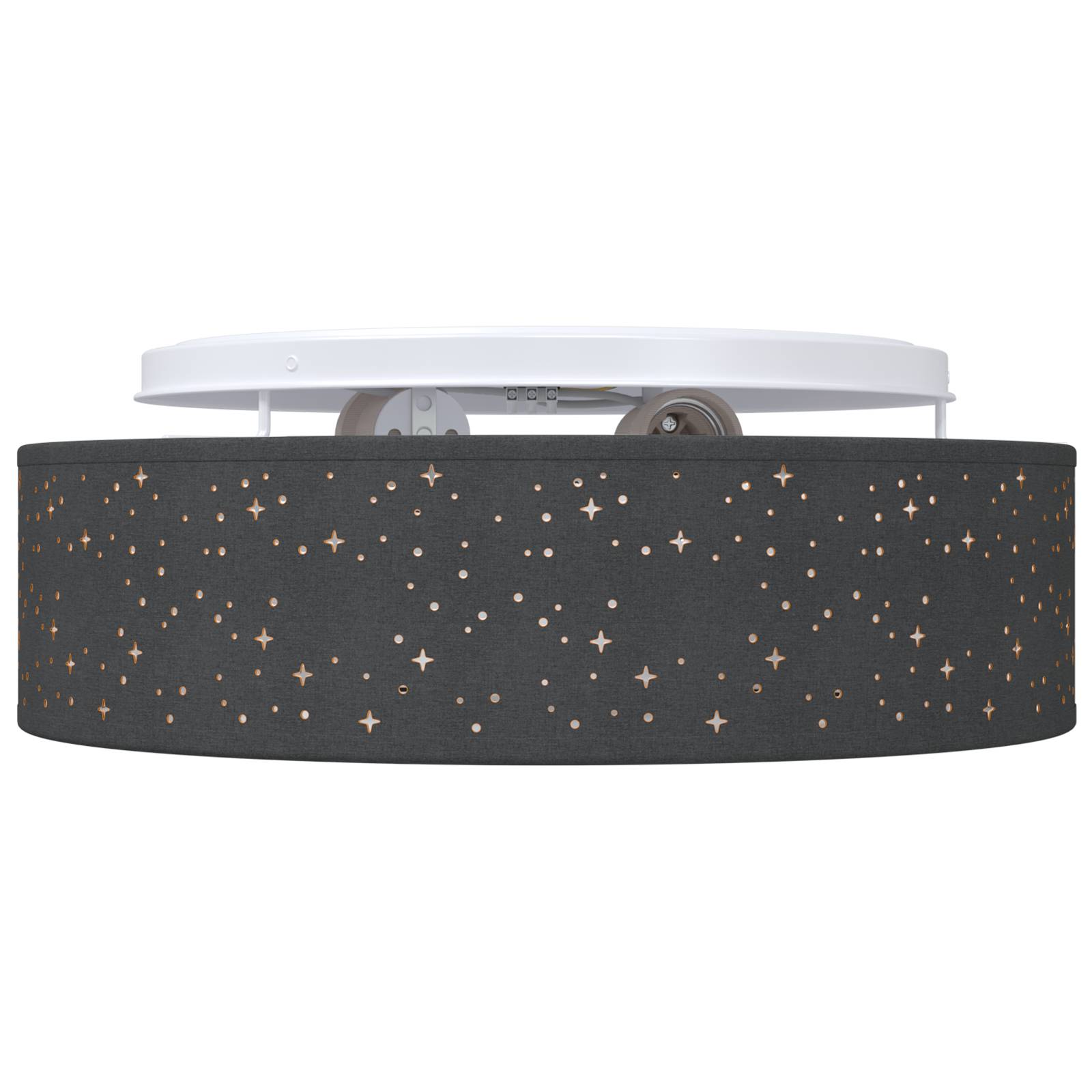 vidaXL Deckenleuchten mit Sternenhimmel Schwarz Ø 38 cm Stoff E27