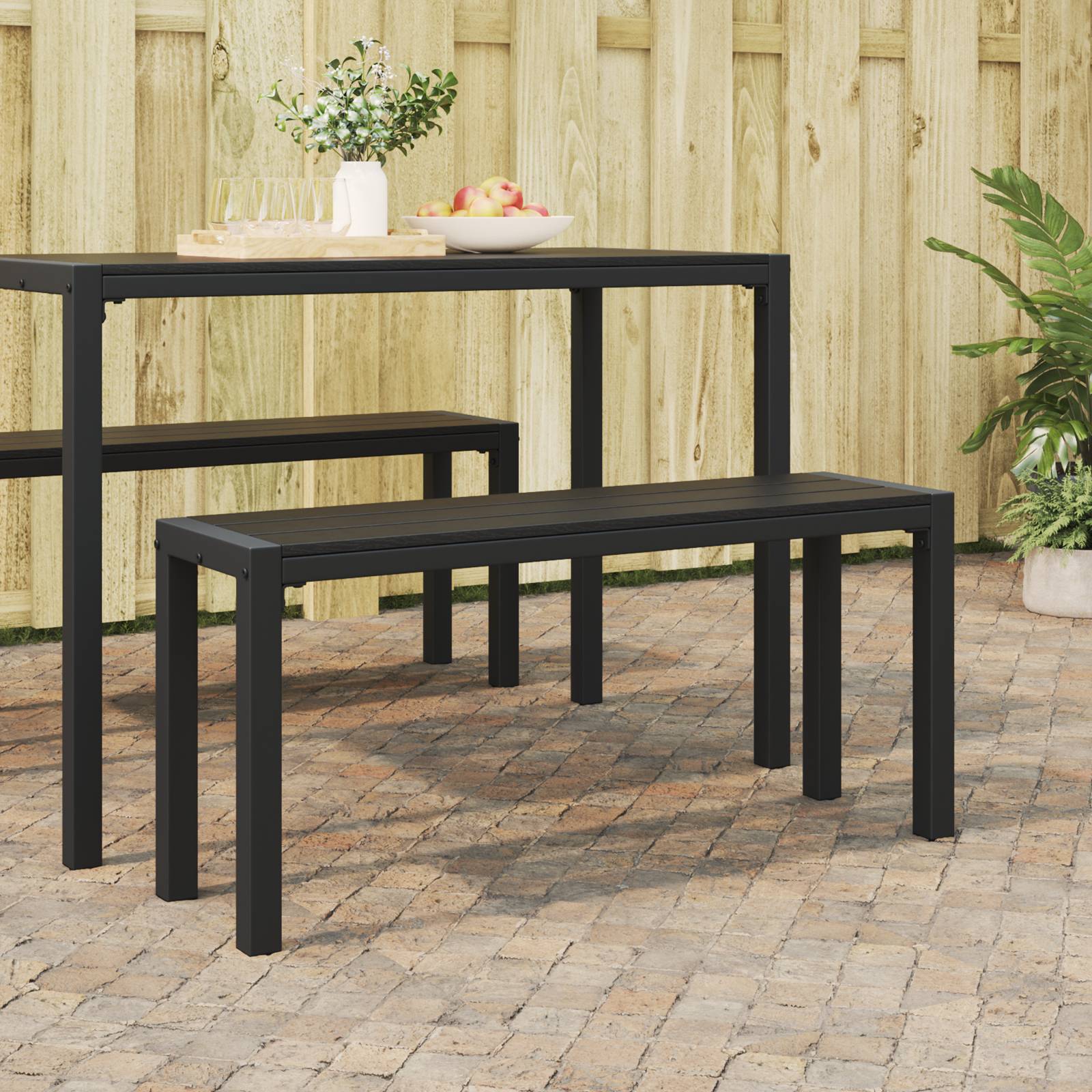 vidaXL Gartenbank 100 cm Stahl und WPC Schwarz