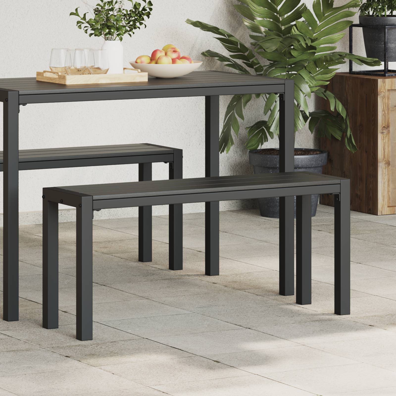 vidaXL Gartenbank 100 cm Stahl und WPC Schwarz