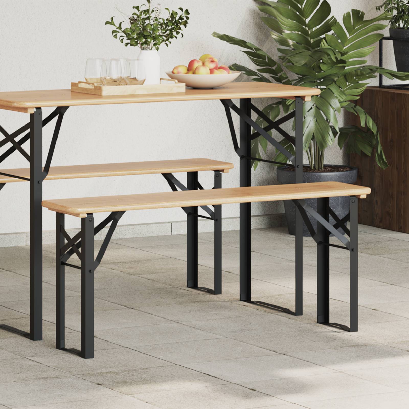 vidaXL Bierbank-Beine 2 Stk. Klappbar Schwarz Stahl
