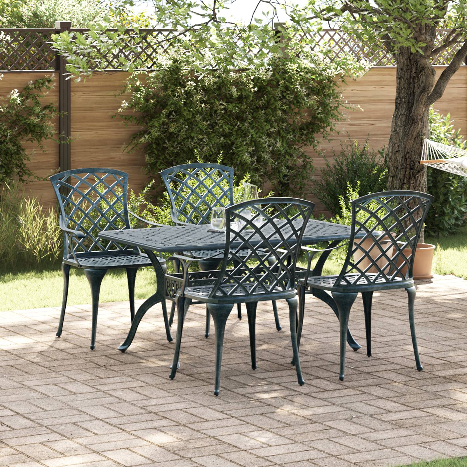 vidaXL Gartenstühle 4 Stk. Stapelbar Grün Aluminiumguss