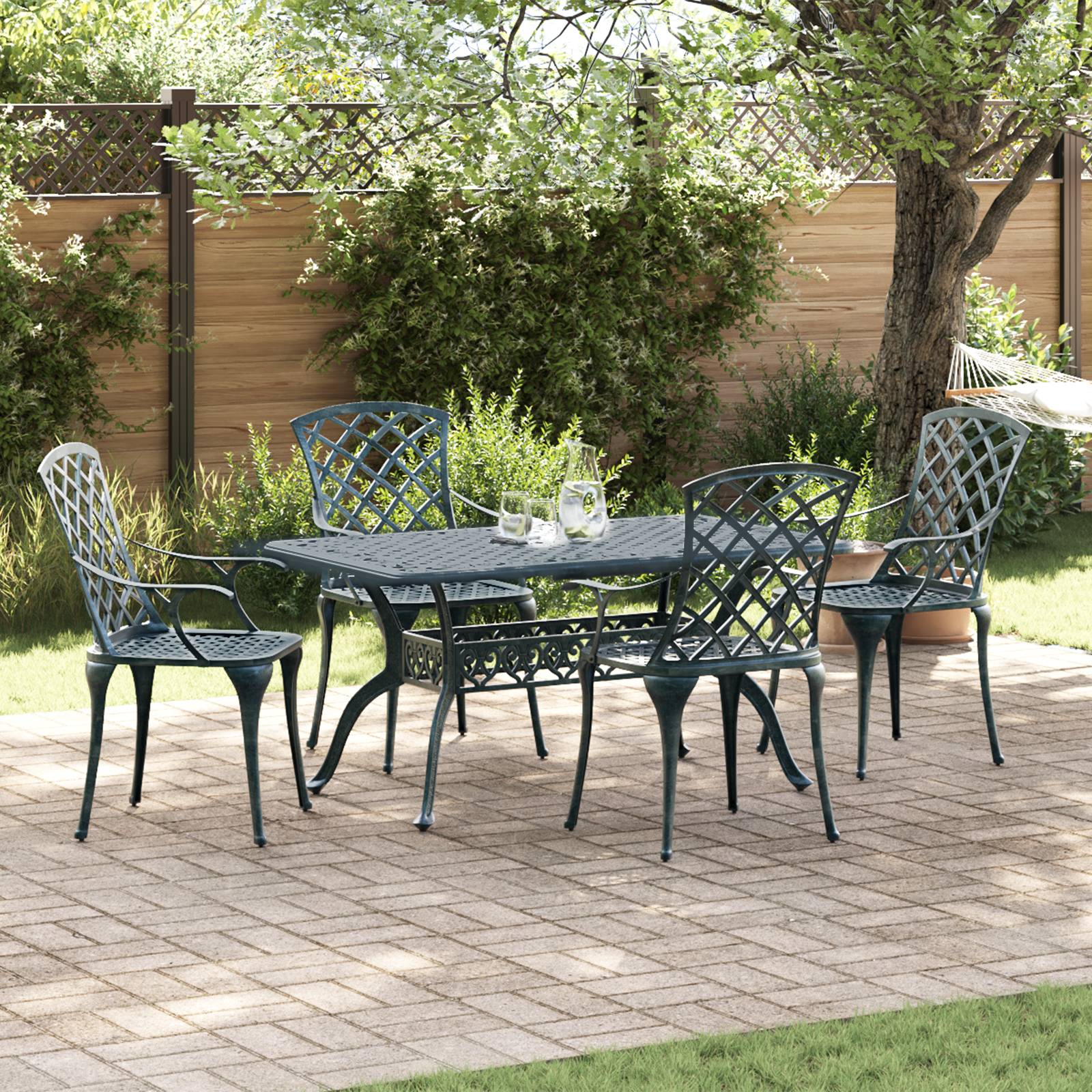 vidaXL Gartenstühle 4 Stk. Stapelbar Grün Aluminiumguss