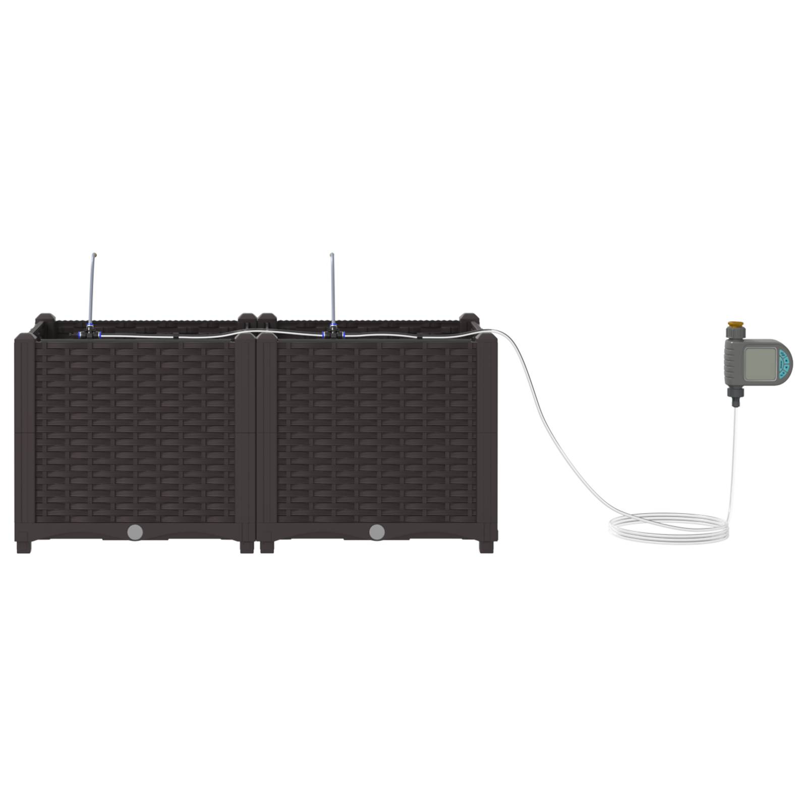 vidaXL Pflanzkästen mit Bewässerungssystem 2 Stk. Braun