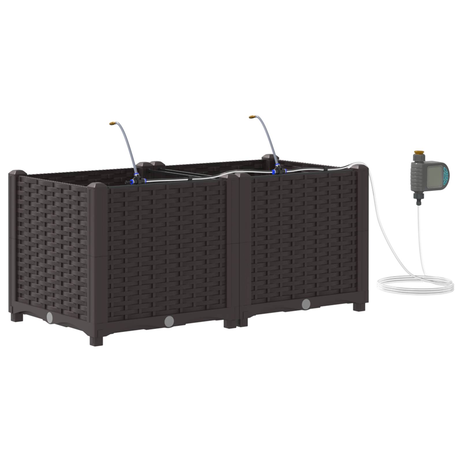 vidaXL Pflanzkästen mit Bewässerungssystem 2 Stk. Braun