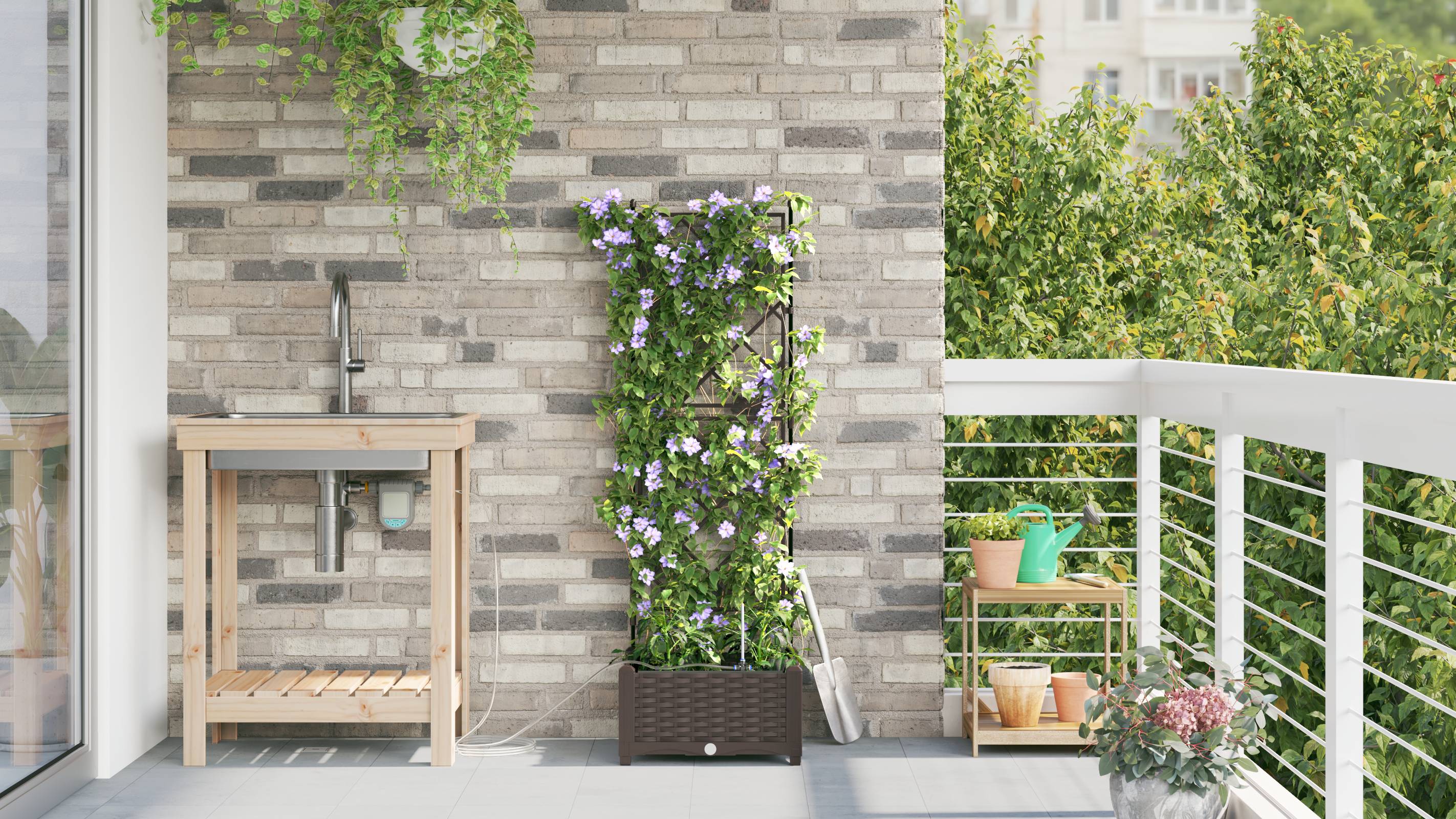 vidaXL Pflanzkasten mit Bewässerungssystem Braun