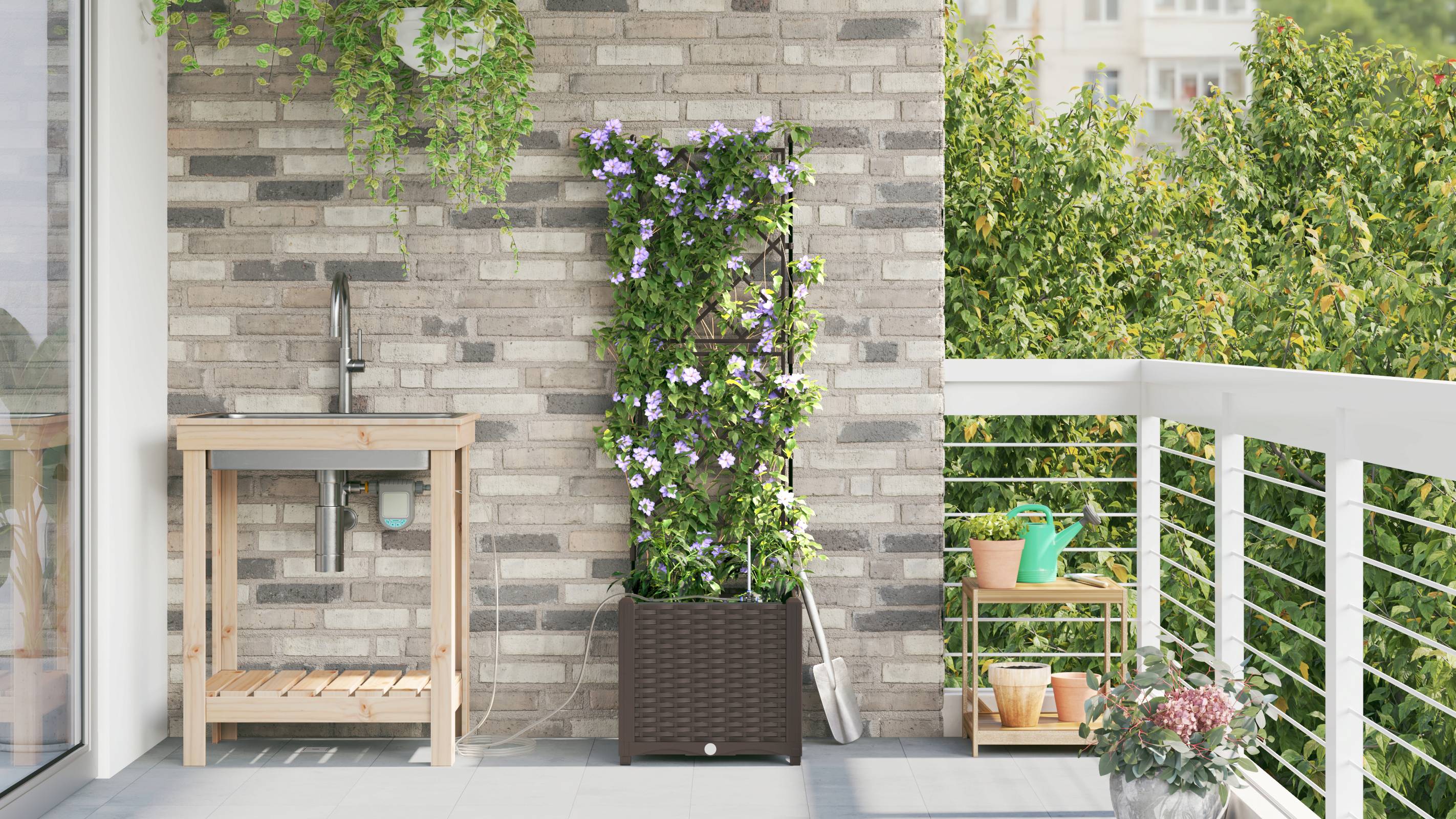 vidaXL Pflanzkasten mit Bewässerungssystem Braun