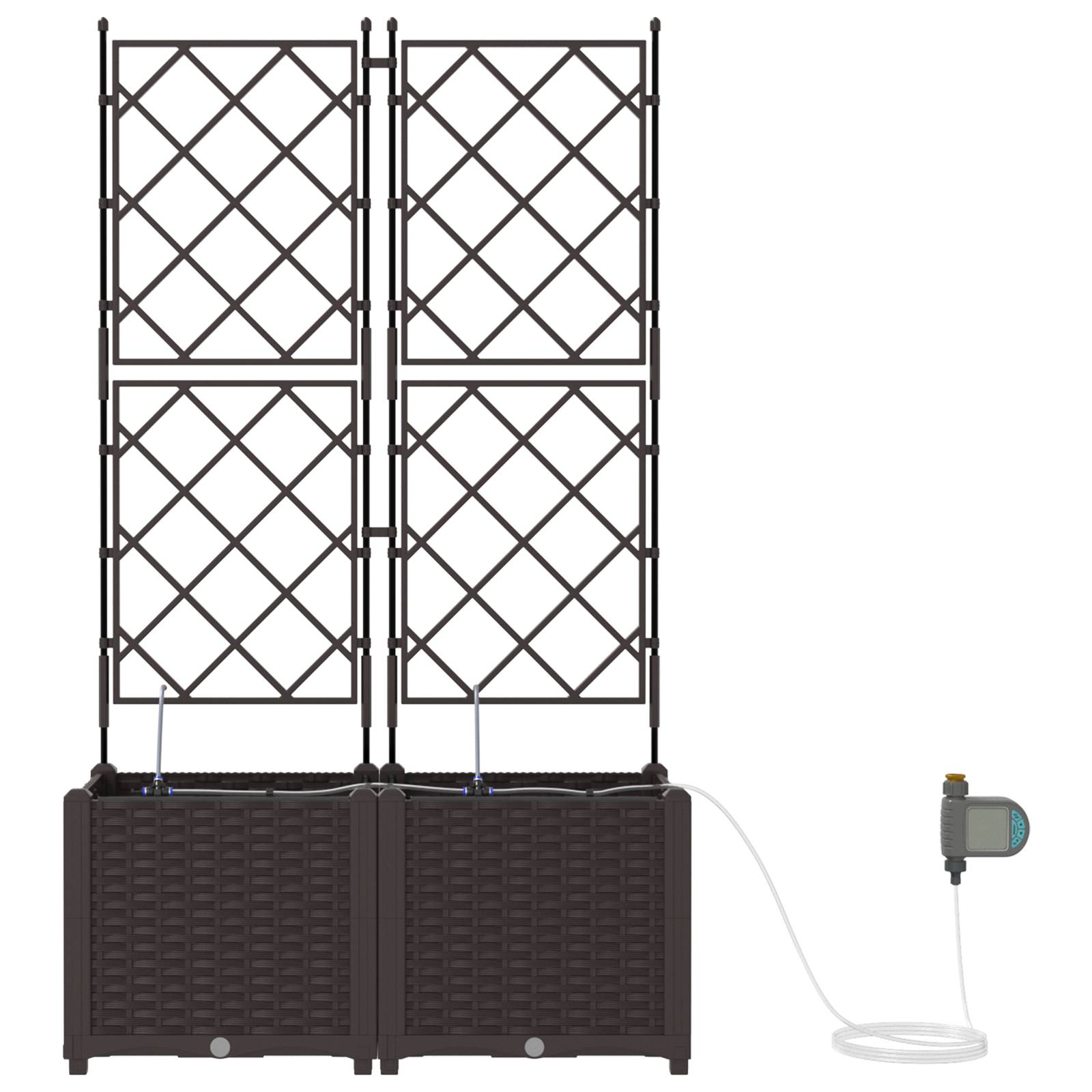 vidaXL Pflanzkästen mit Bewässerungssystem 2 Stk. Braun