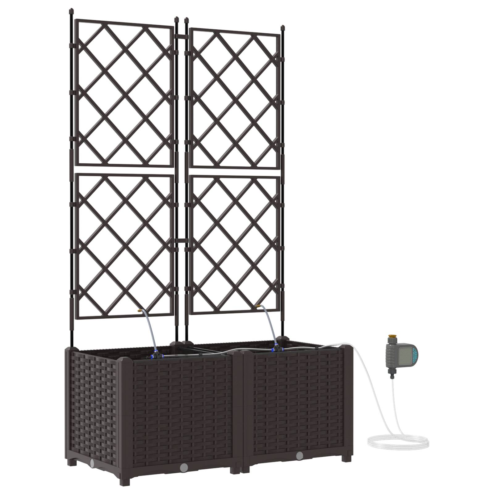 vidaXL Pflanzkästen mit Bewässerungssystem 2 Stk. Braun