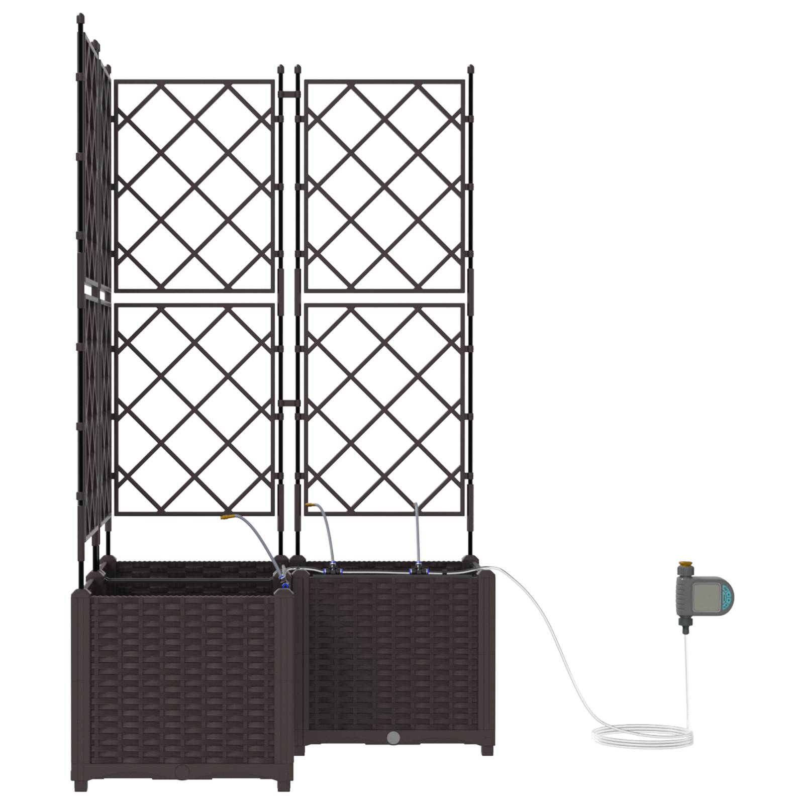 vidaXL Pflanzkästen mit Bewässerungssystem 3 Stk. Braun