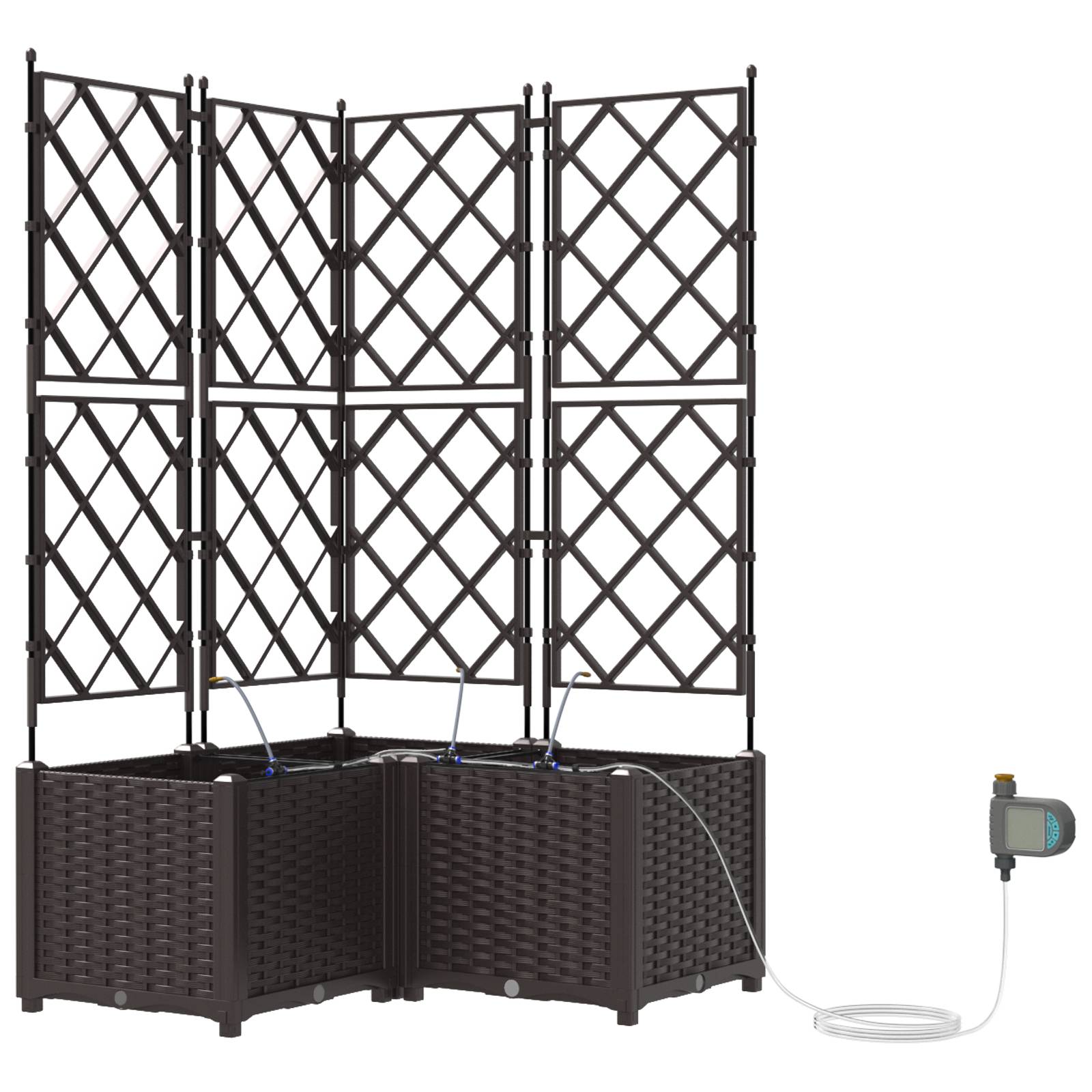 vidaXL Pflanzkästen mit Bewässerungssystem 3 Stk. Braun