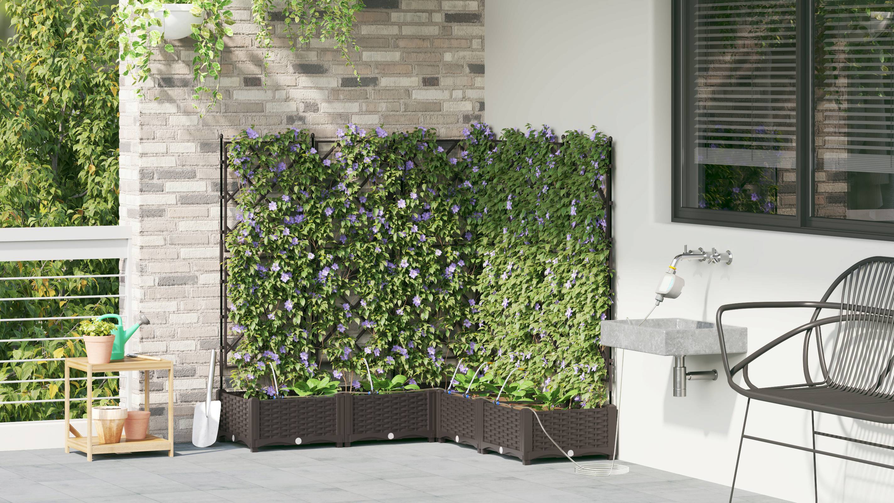 vidaXL Pflanzkästen mit Bewässerungssystem 5 Stk. Braun