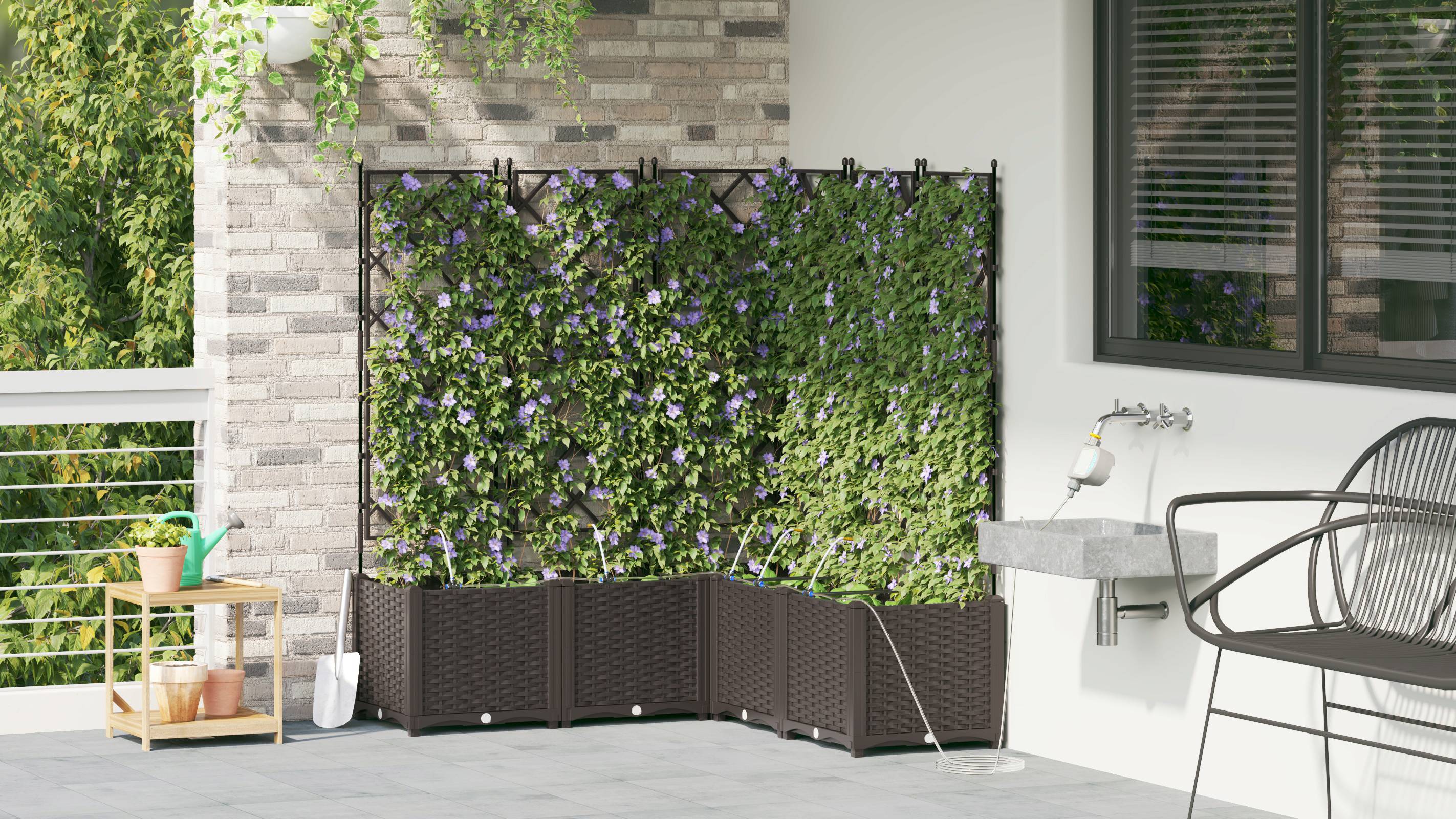 vidaXL Pflanzkästen mit Bewässerungssystem 5 Stk. Braun