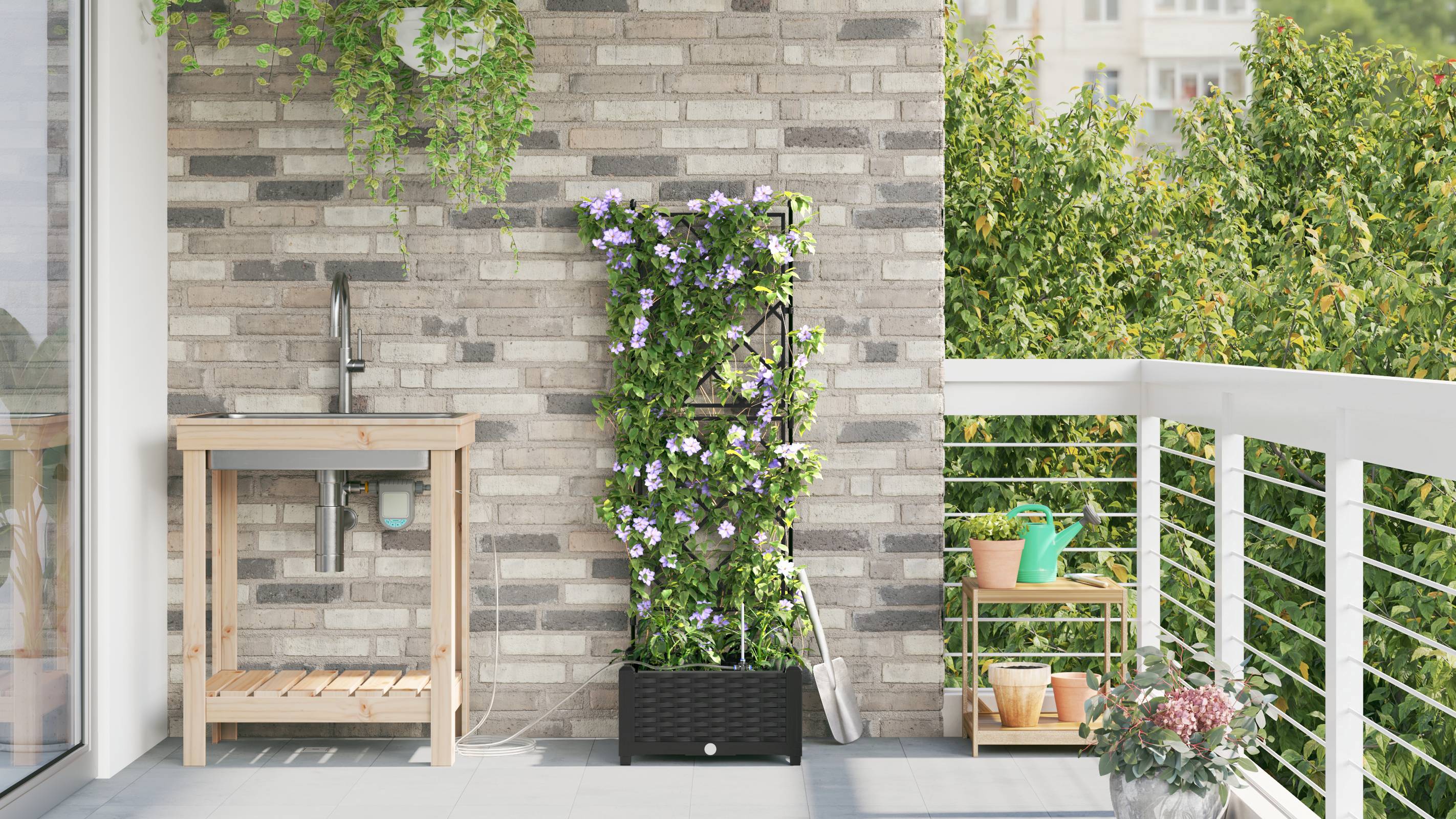 vidaXL Pflanzkästen mit Bewässerungssystem Schwarz