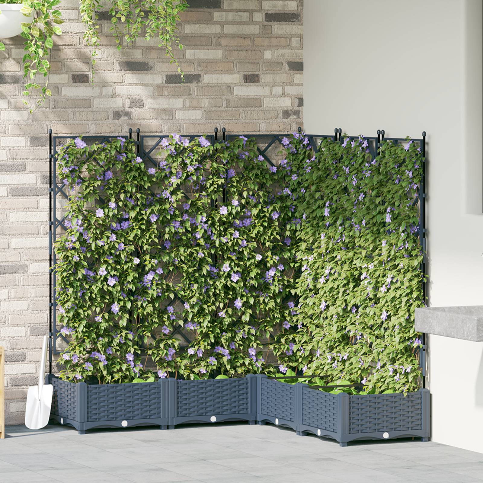 vidaXL Pflanzkasten mit Rankgitter 5 Stk. Grau 120x120x125,5 cm