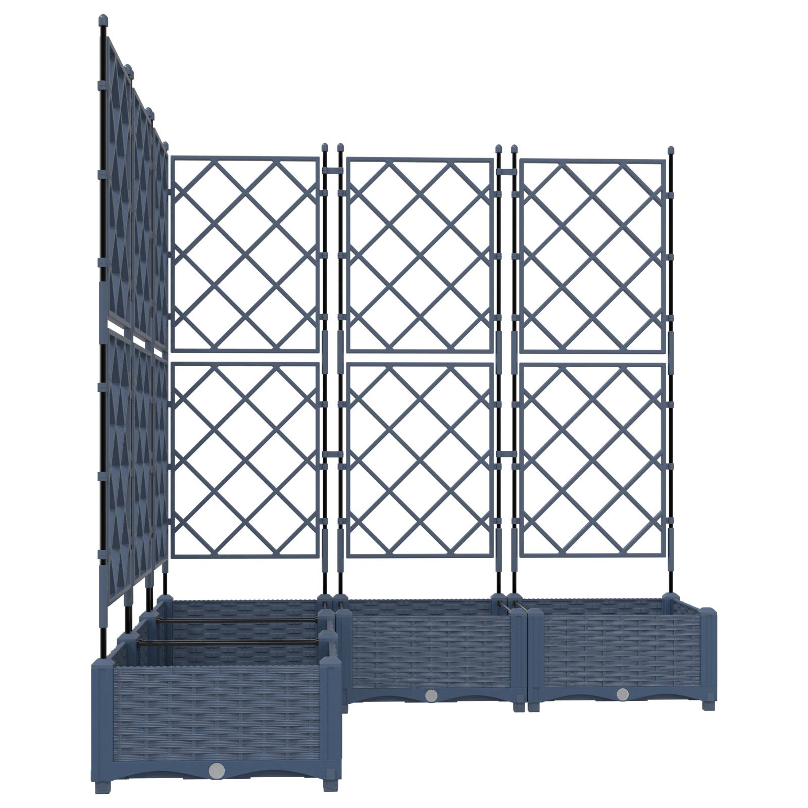 vidaXL Pflanzkasten mit Rankgitter 5 Stk. Grau 120x120x125,5 cm