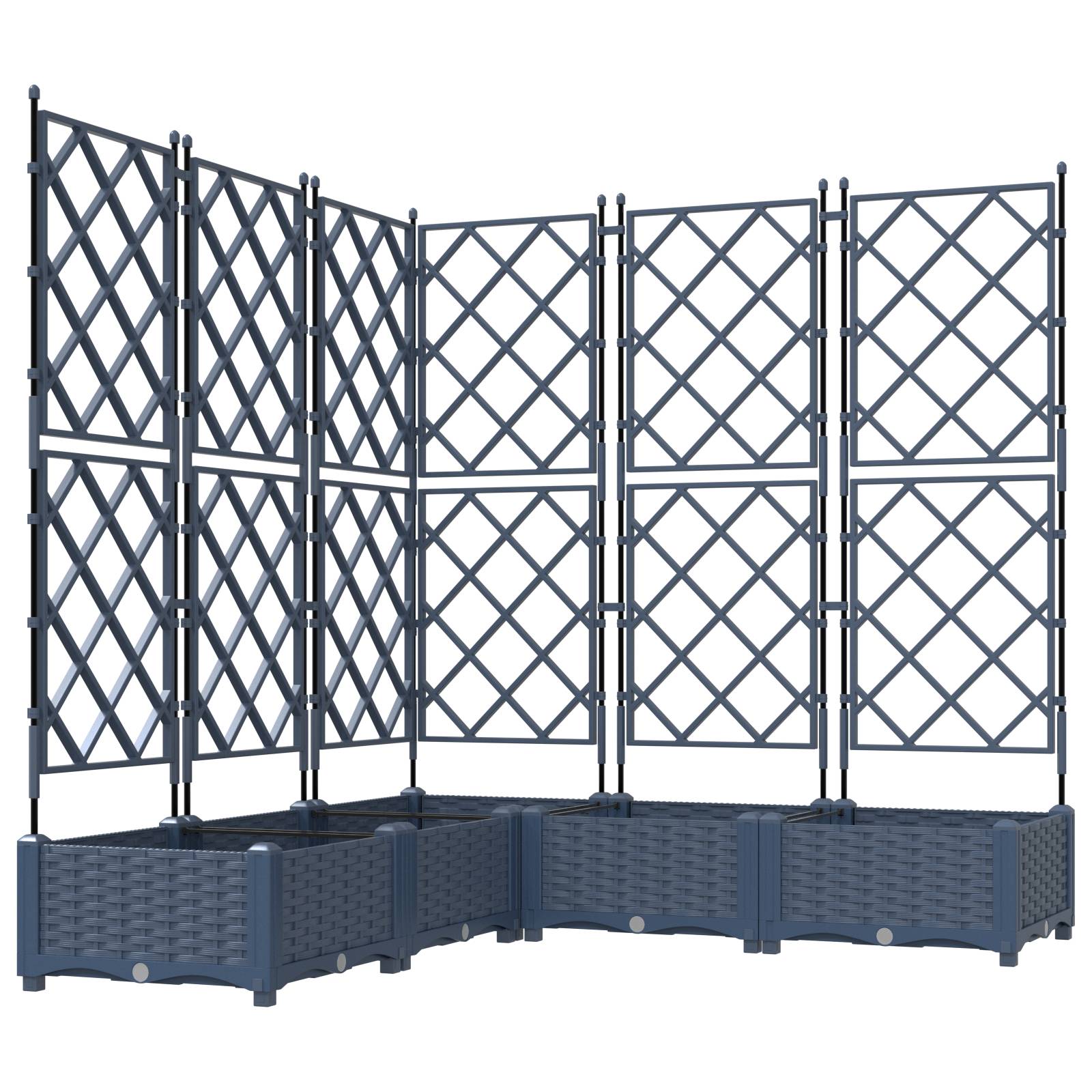 vidaXL Pflanzkasten mit Rankgitter 5 Stk. Grau 120x120x125,5 cm
