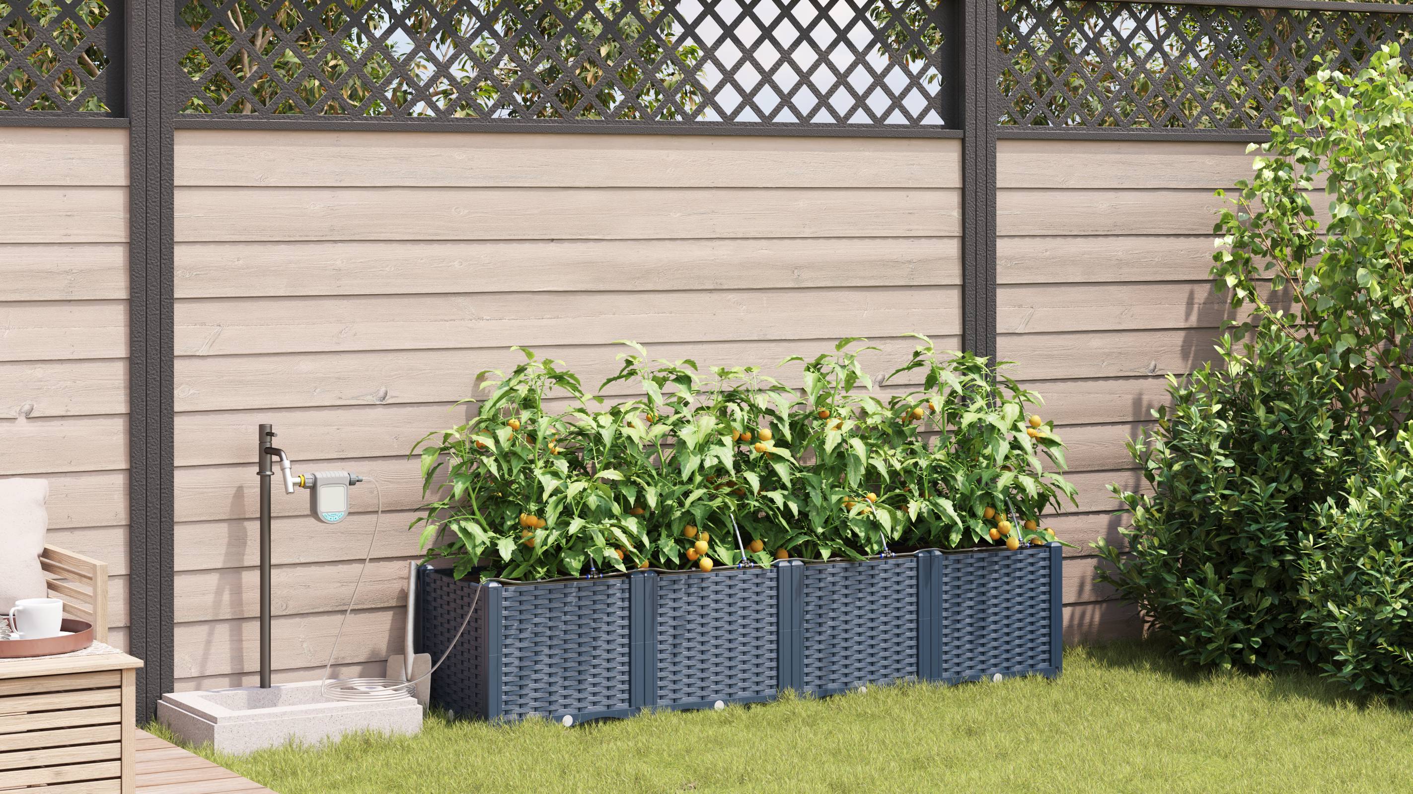 vidaXL Pflanzkästen mit Bewässerungssystem 4 Stk. Grau