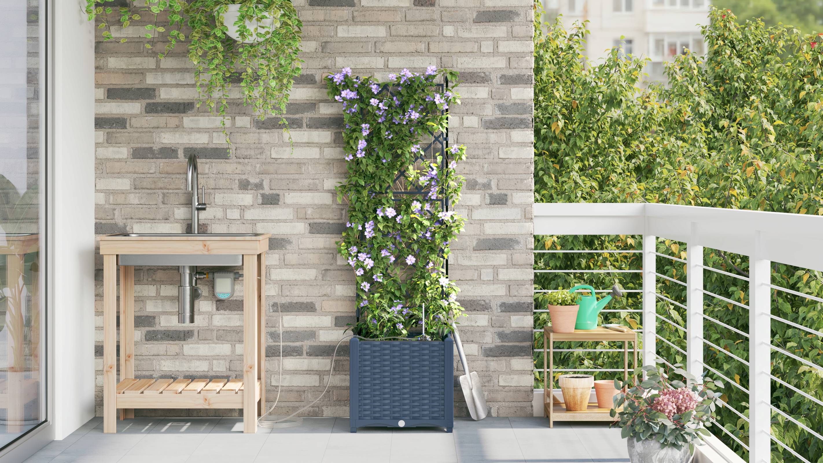 vidaXL Pflanzkästen mit Bewässerungssystem Grau