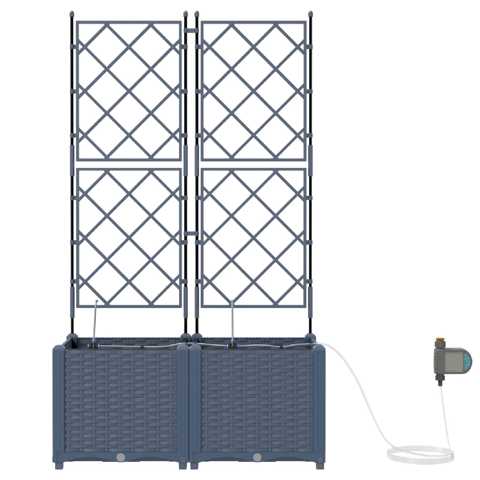 vidaXL Pflanzkästen mit Bewässerungssystem 2 Stk. Grau