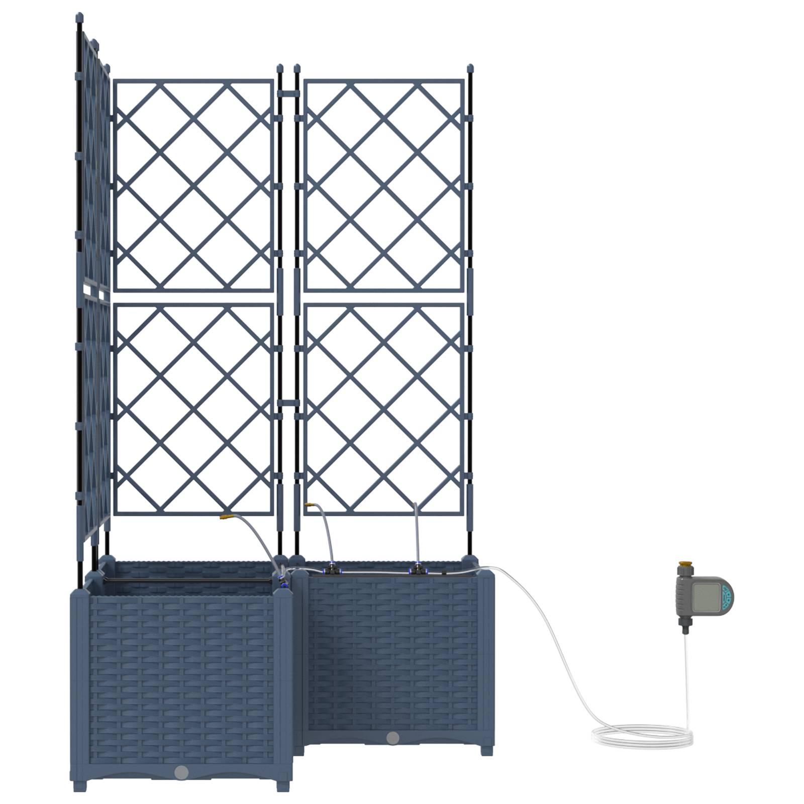 vidaXL Pflanzkästen mit Bewässerungssystem 3 Stk. Grau