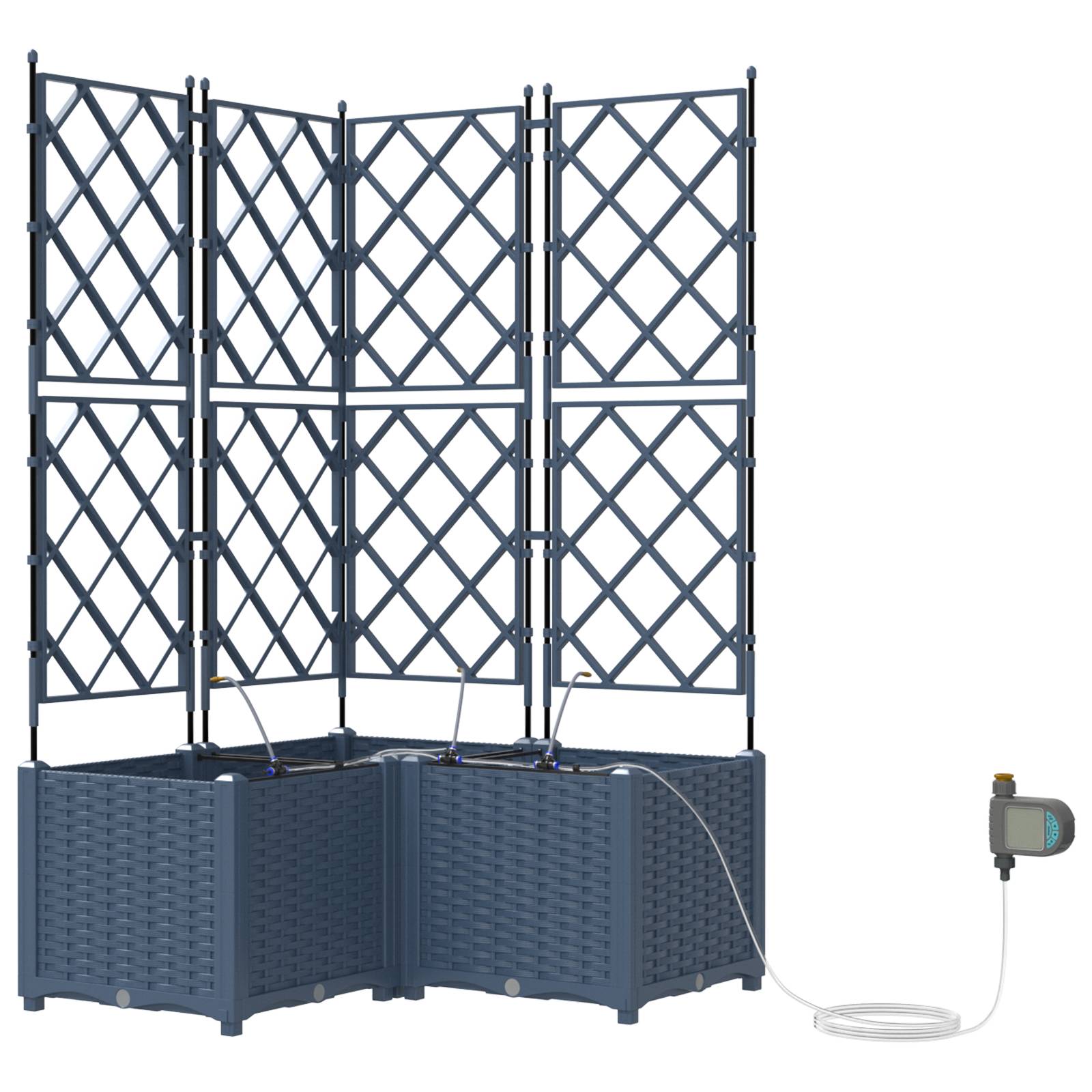 vidaXL Pflanzkästen mit Bewässerungssystem 3 Stk. Grau