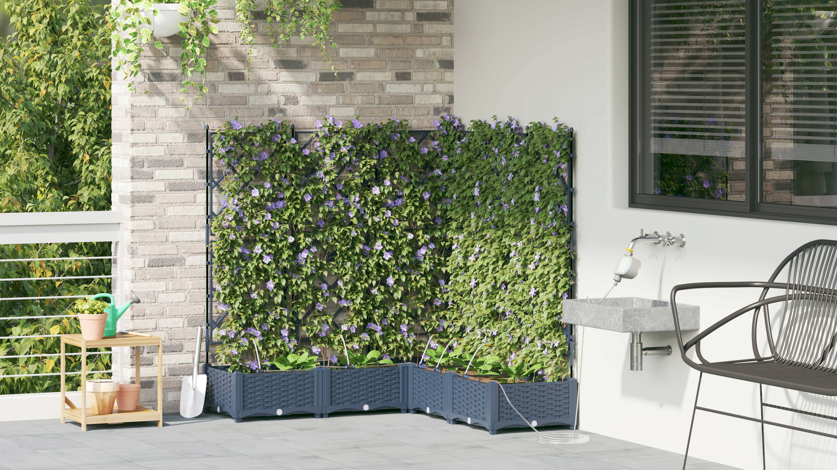 vidaXL Pflanzkästen mit Bewässerungssystem 5 Stk. Grau