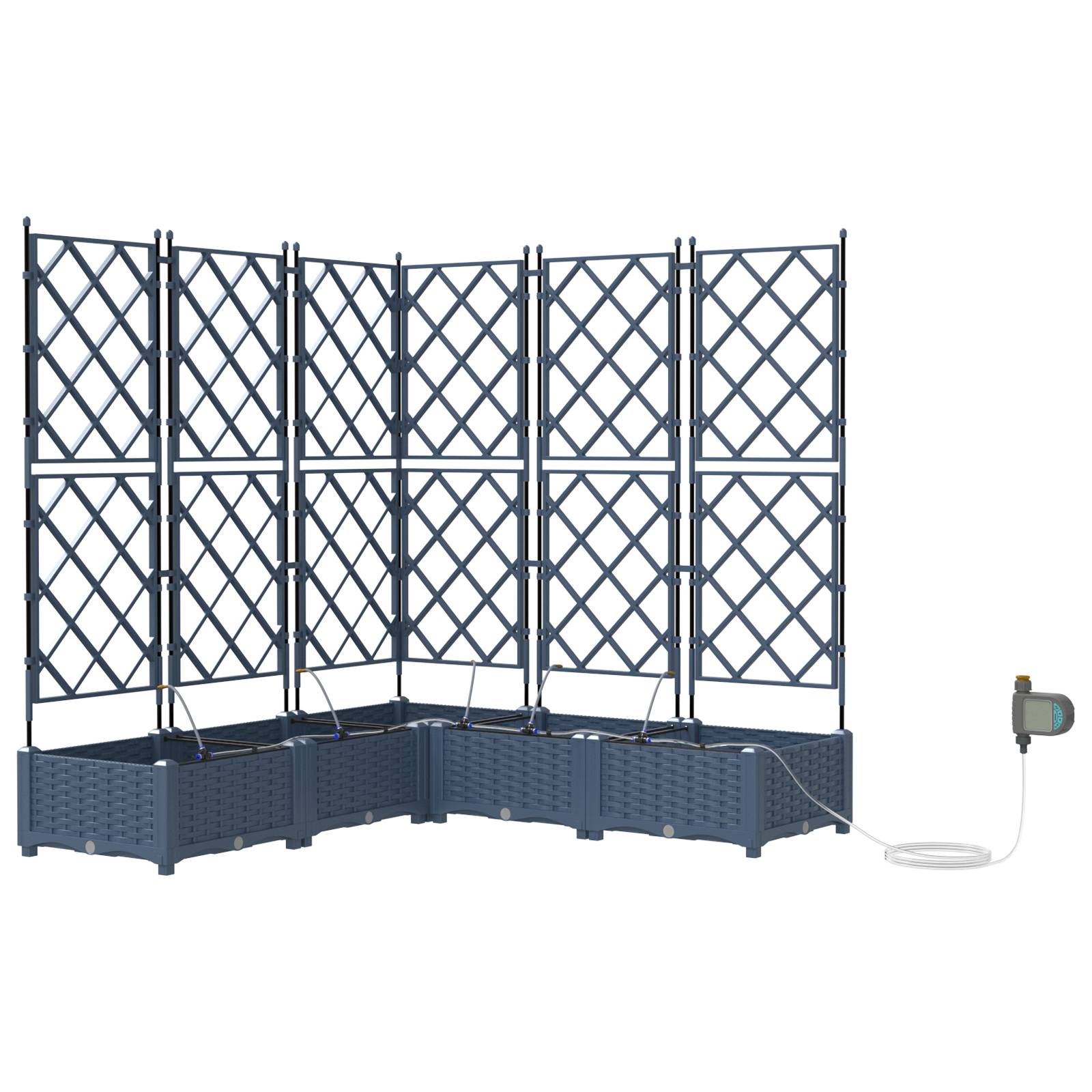 vidaXL Pflanzkästen mit Bewässerungssystem 5 Stk. Grau