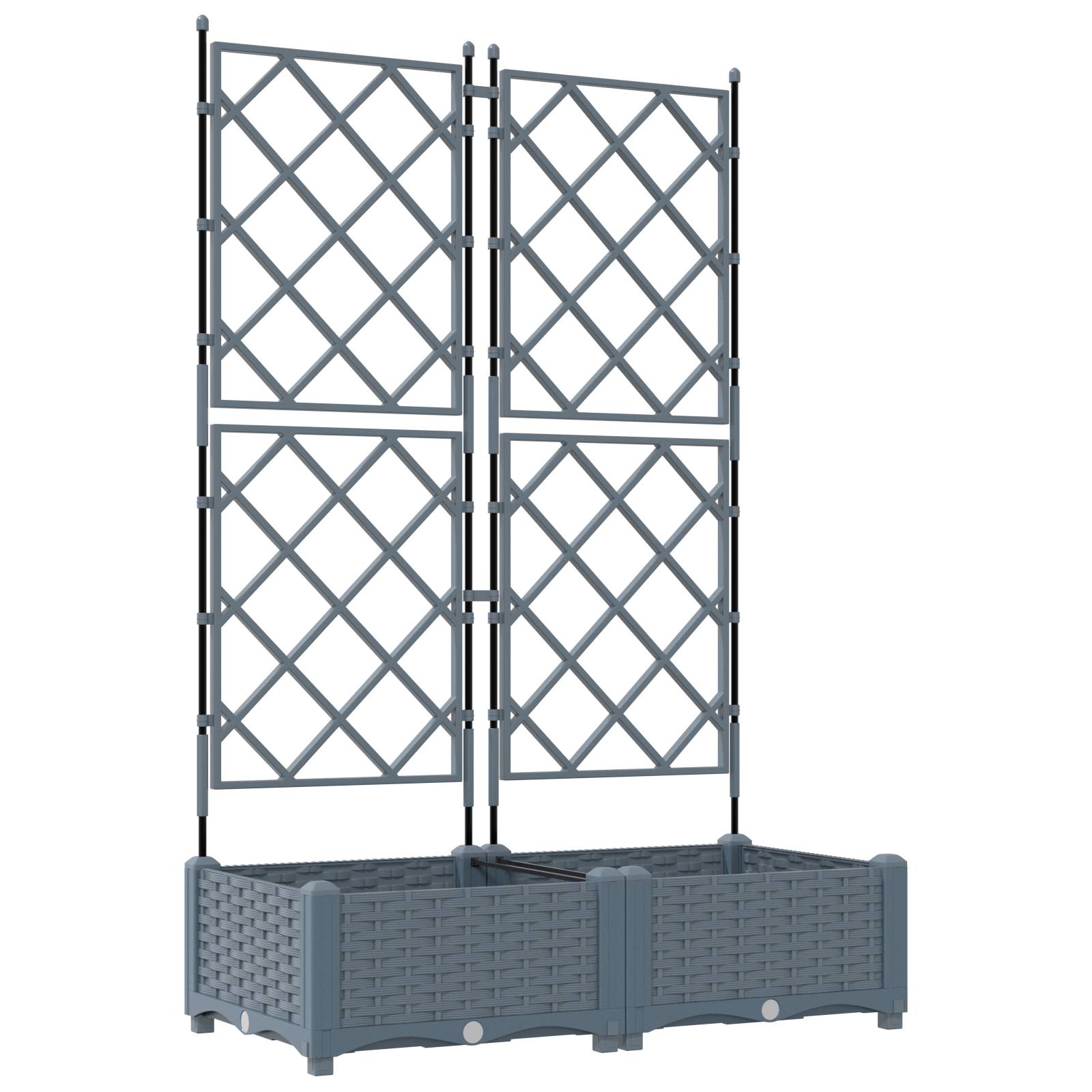 vidaXL Pflanzkasten mit Rankgitter 2 Stk. Hellgrau 80x40x125,5 cm