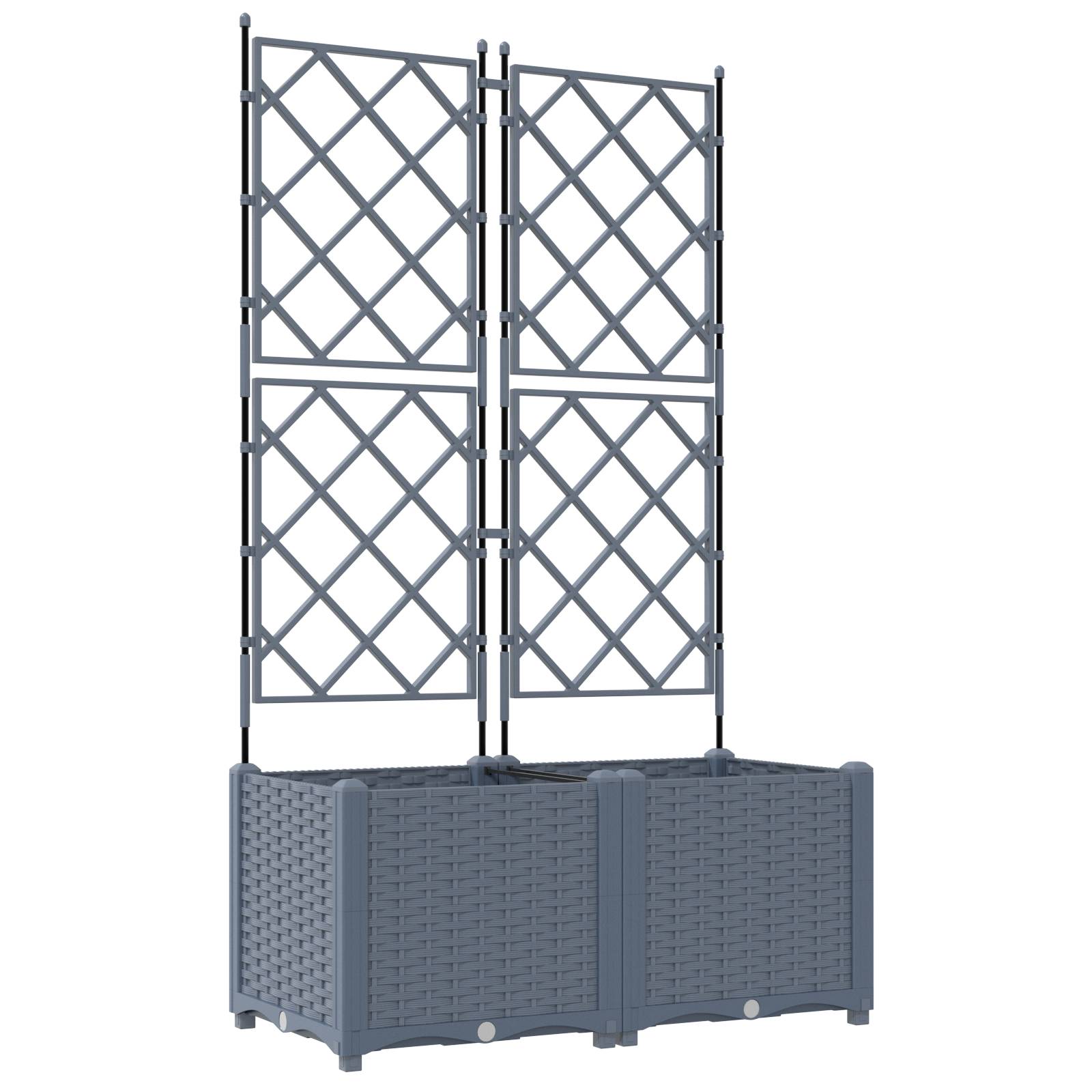 vidaXL Pflanzkasten mit Rankgitter 2 Stk. Hellgrau 80x40x143 cm