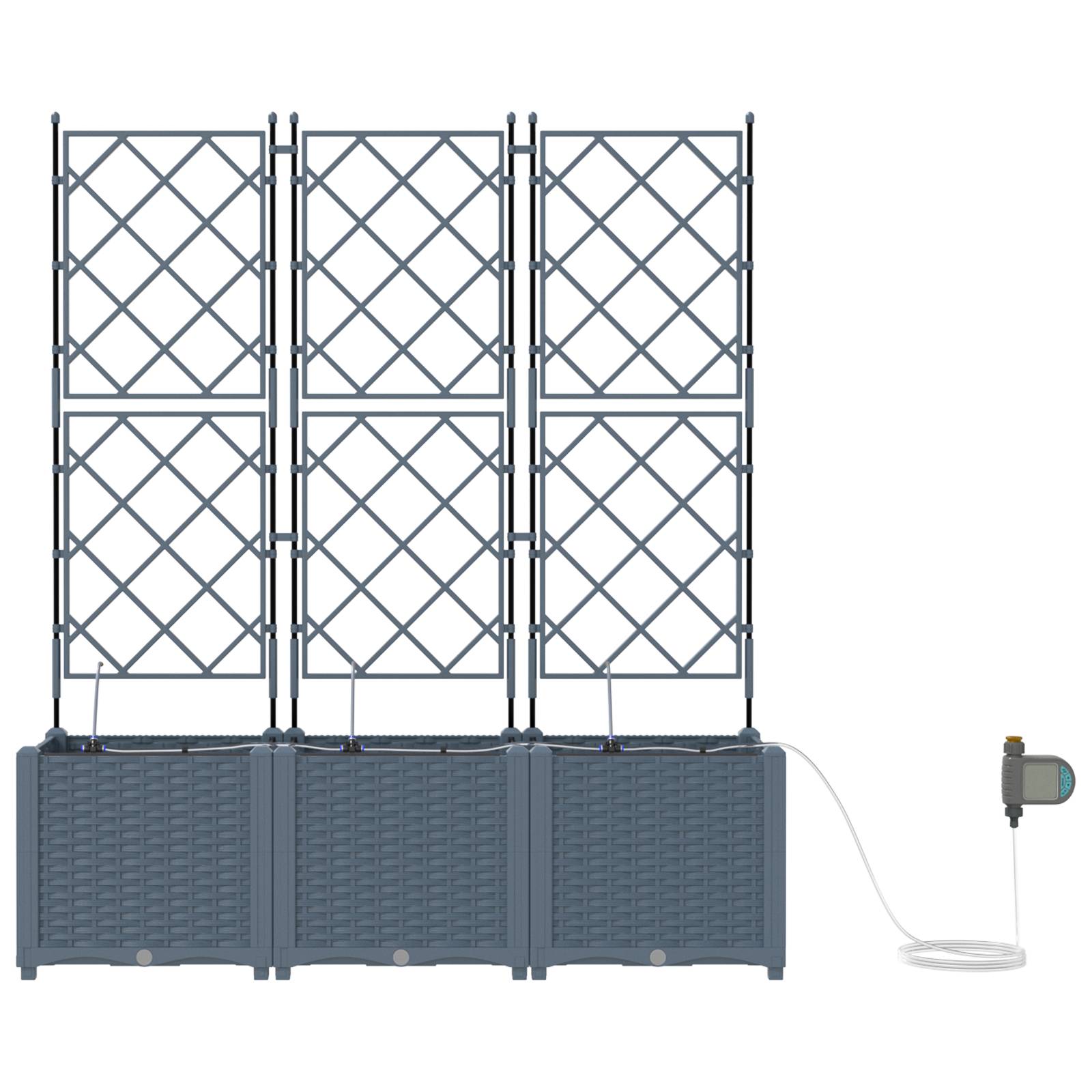 vidaXL Pflanzkästen mit Bewässerungssystem 3 Stk. Hellgrau