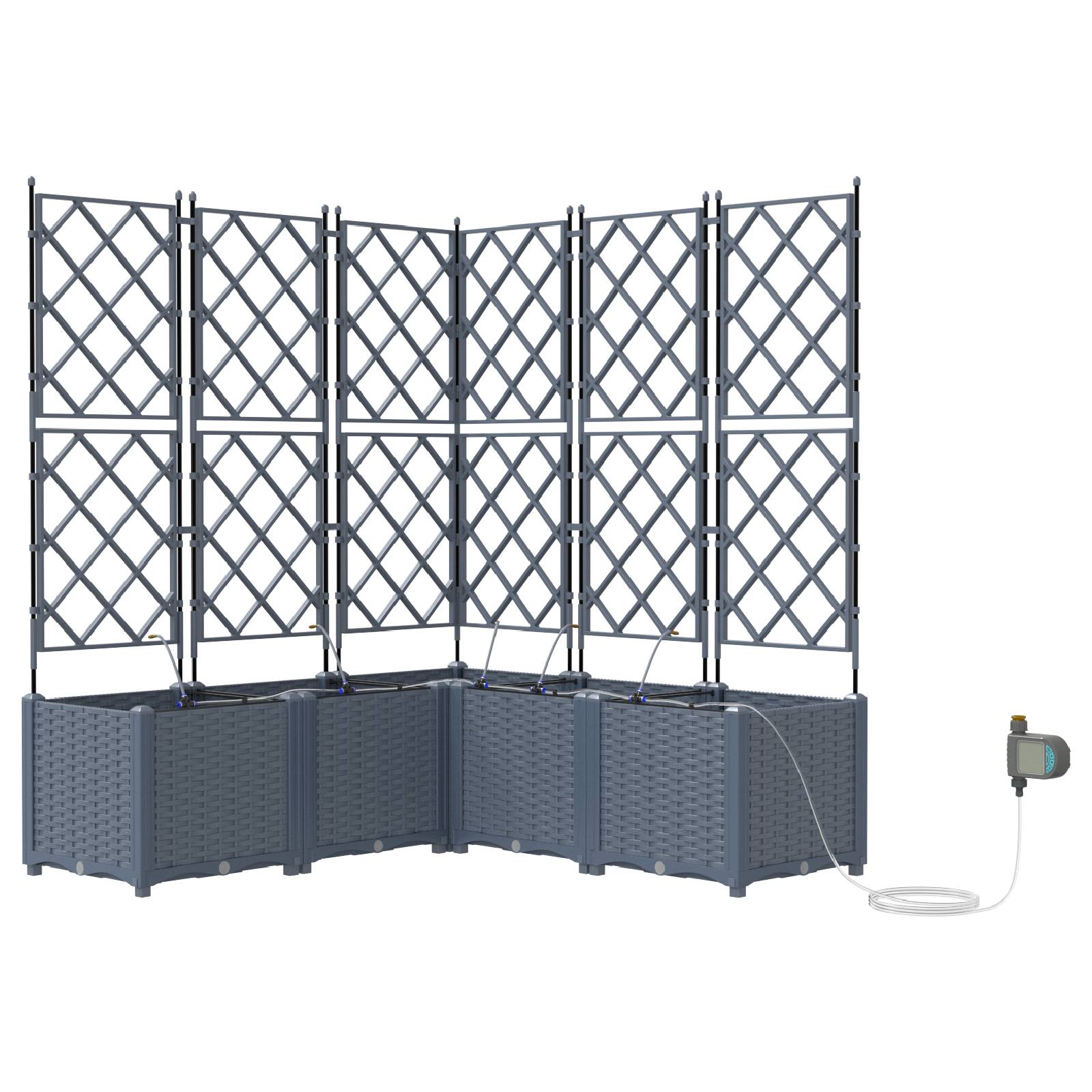 vidaXL Pflanzkästen mit Bewässerungssystem 5 Stk. Hellgrau