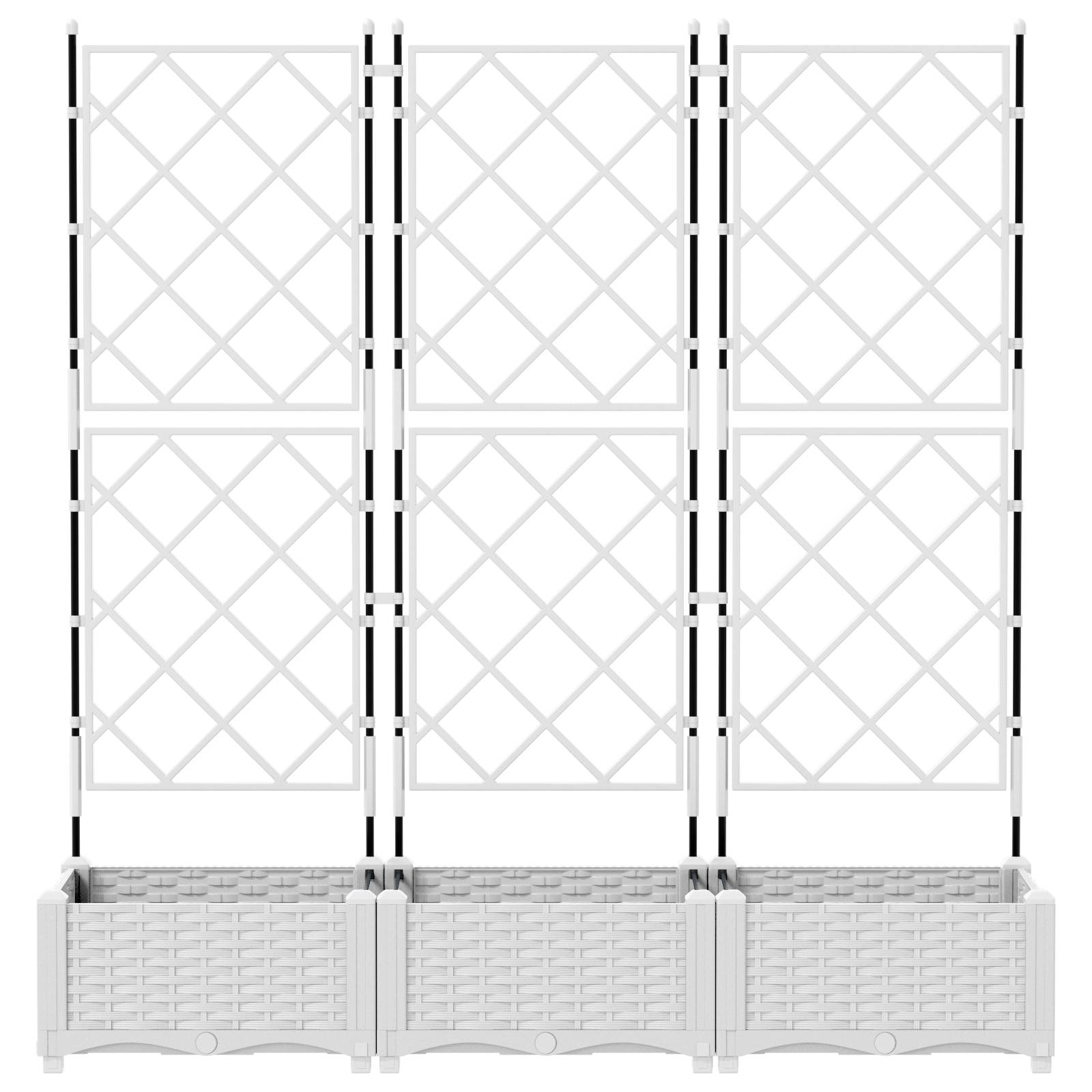 vidaXL Pflanzkasten mit Rankgitter 3 Stk. Weiß 120x40x125,5 cm
