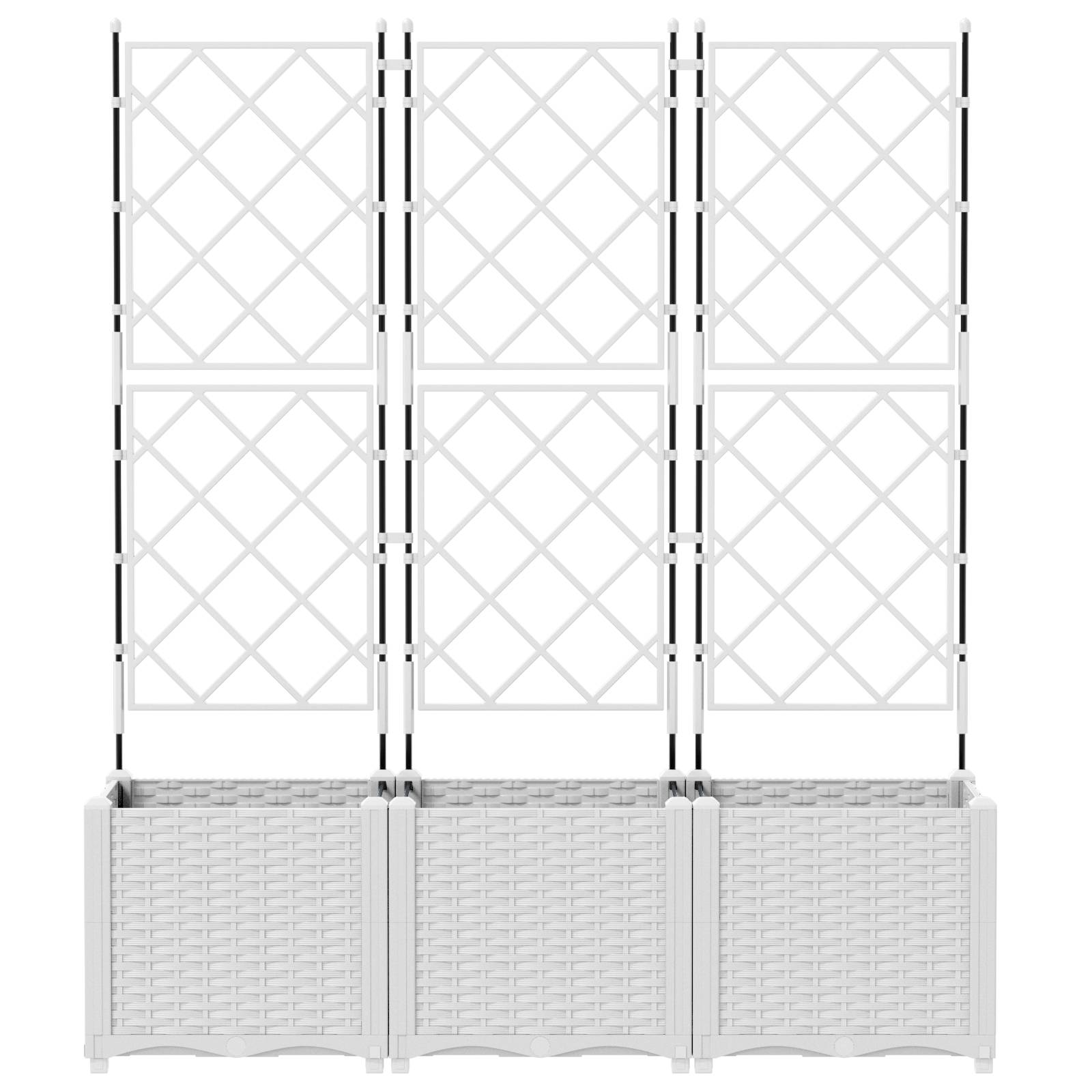 vidaXL Pflanzkasten mit Rankgitter 3 Stk. Weiß 120x40x143 cm