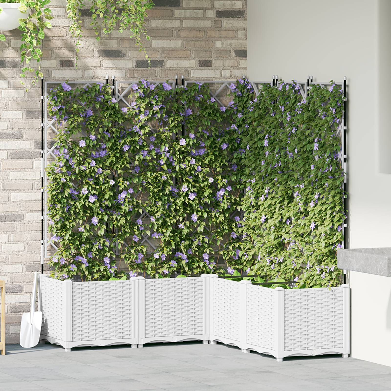 vidaXL Pflanzkasten mit Rankgitter 5 Stk. Weiß 120x120x143 cm
