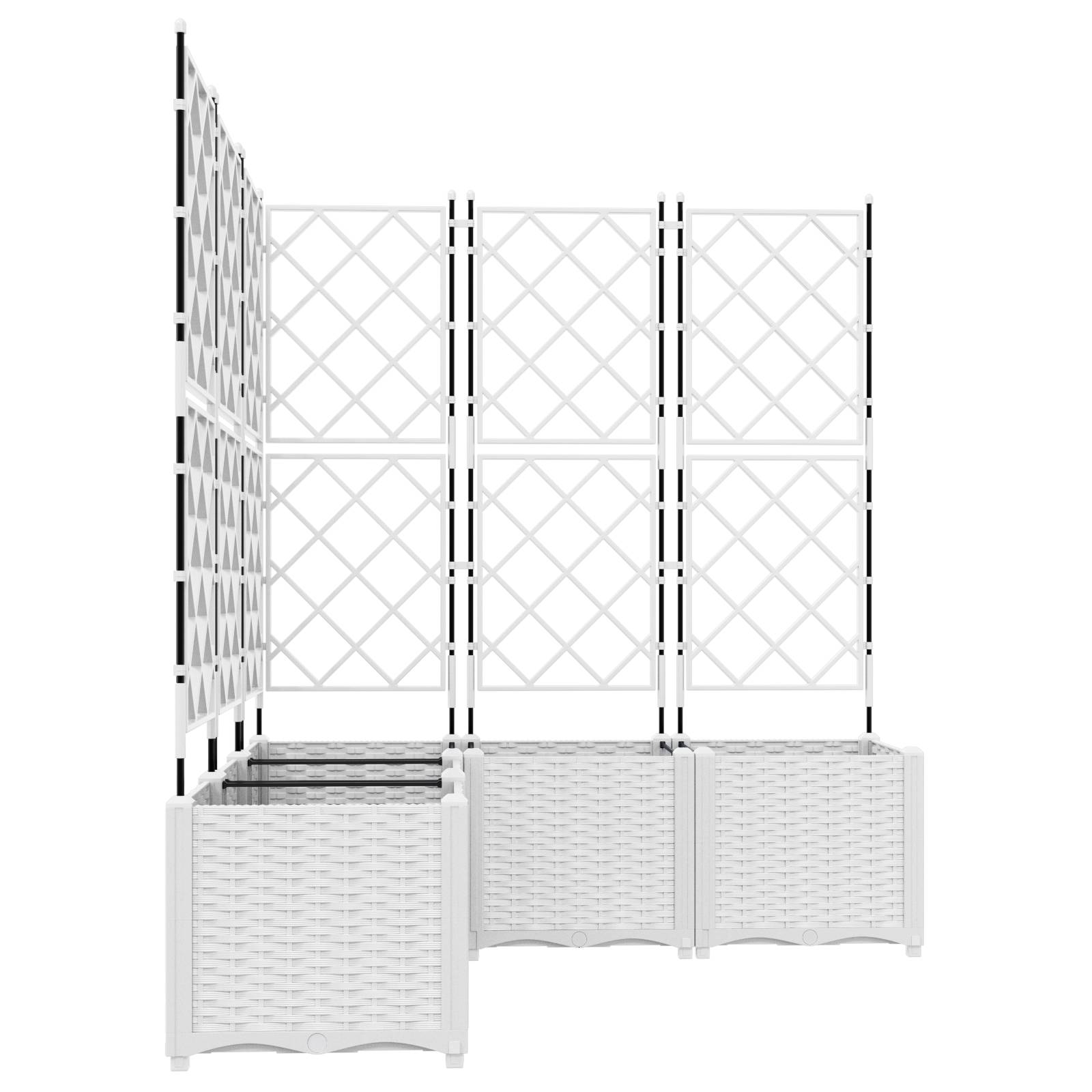 vidaXL Pflanzkasten mit Rankgitter 5 Stk. Weiß 120x120x143 cm