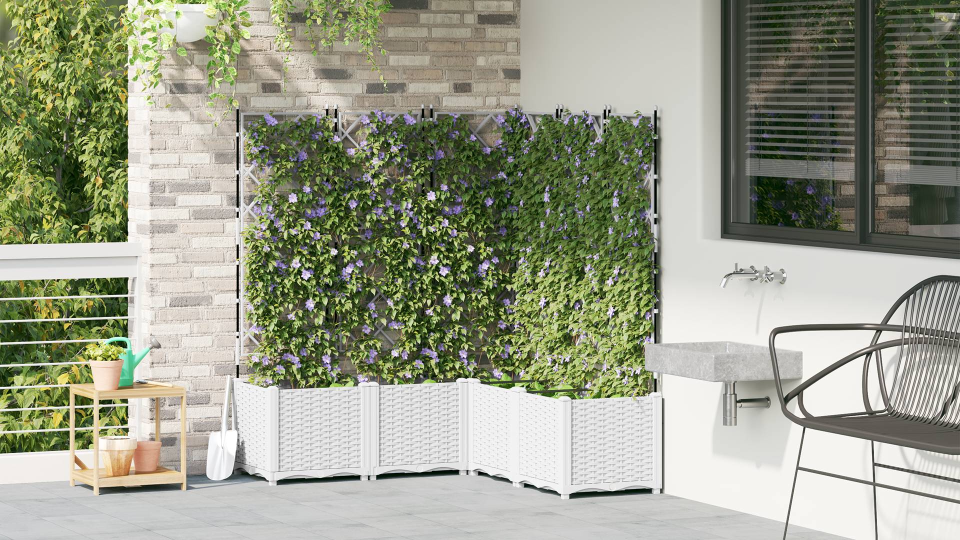 vidaXL Pflanzkasten mit Rankgitter 5 Stk. Weiß 120x120x143 cm