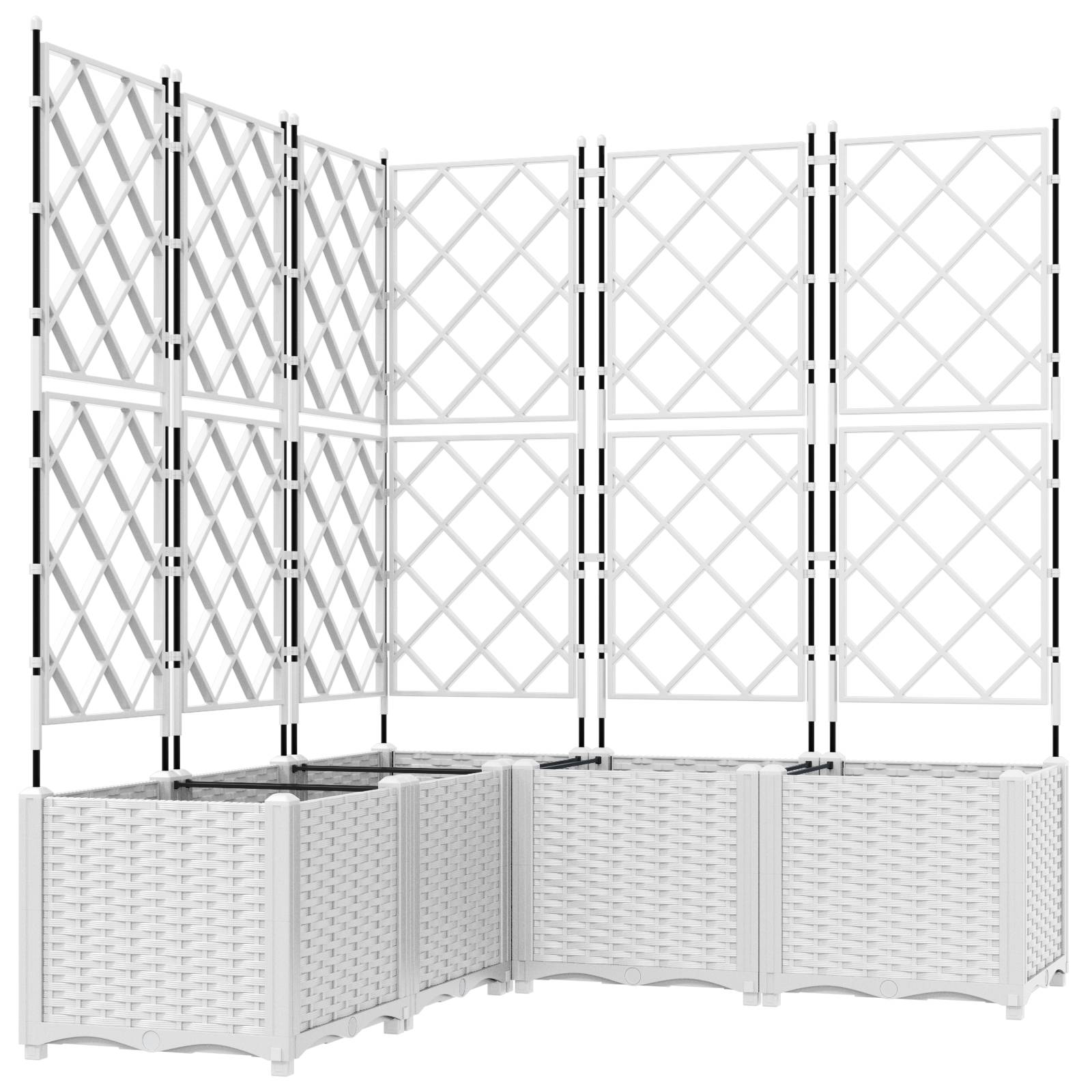 vidaXL Pflanzkasten mit Rankgitter 5 Stk. Weiß 120x120x143 cm