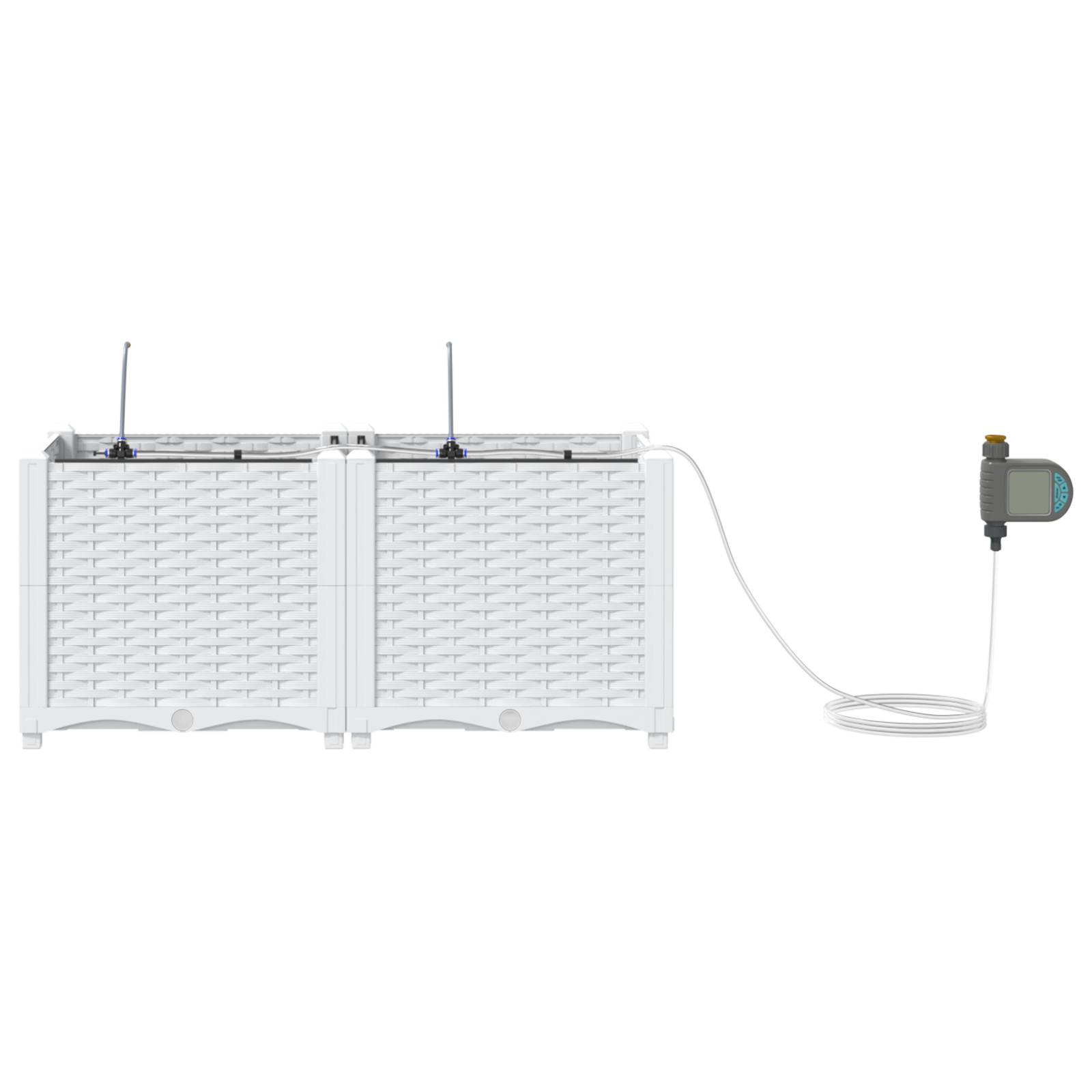 vidaXL Pflanzkästen mit Bewässerungssystem 2 Stk. Weiß